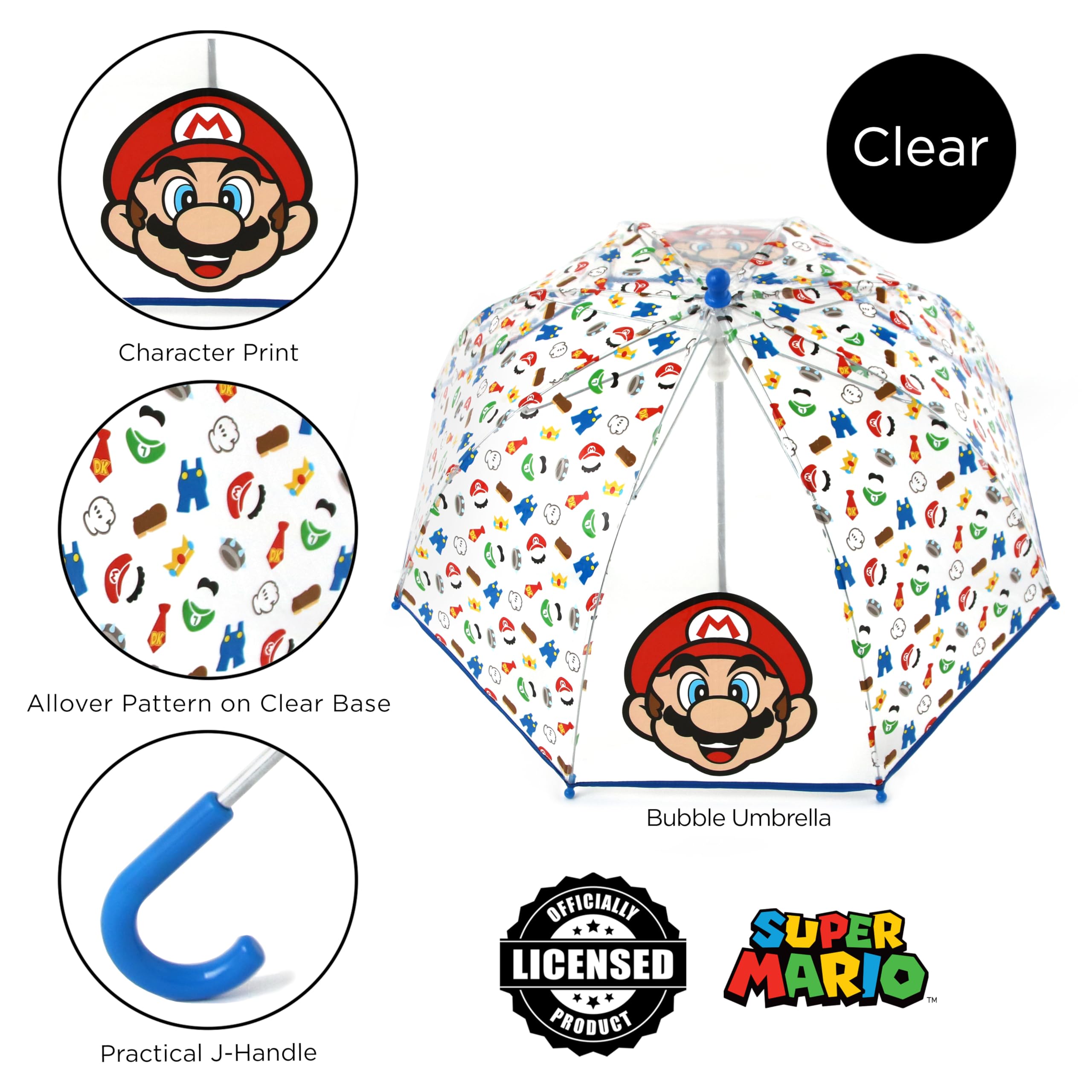 ABG Accessories Kids Umbrella for Boys and Girls Dome clear bubble umbrellas for Rain Windproof & Transparent with Easy Grip Handle Ages 3-10