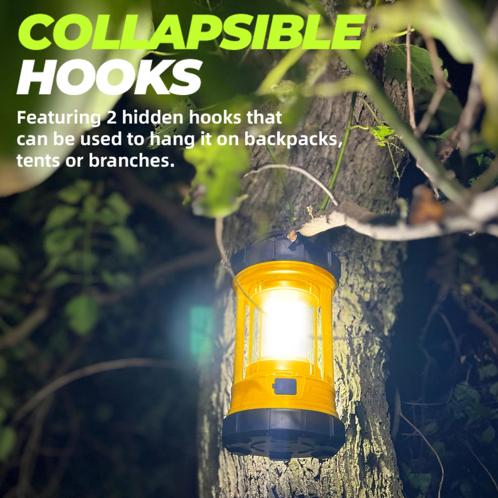 Favourlite Rechargeable Camping Lantern, 3000LM 360° LED Light for Power Outages, 4400mAh with USB-C Emergency Phone Charging, 5 Modes, Water-Resistant Tent Light with Hanging Hooks