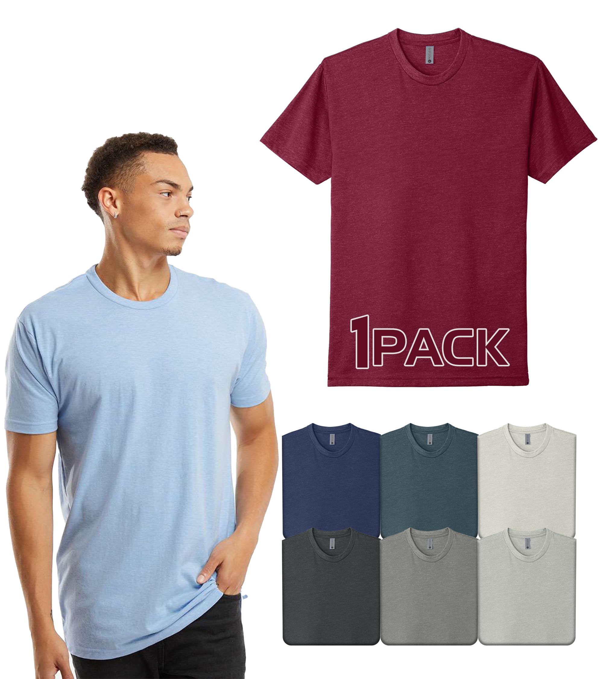Next Level Apparel 6210 Men's T-Shirts, Pack of Unisex CVC Cotton Blend Bulk Undershirt – Custom Color Set Remera para Hombre