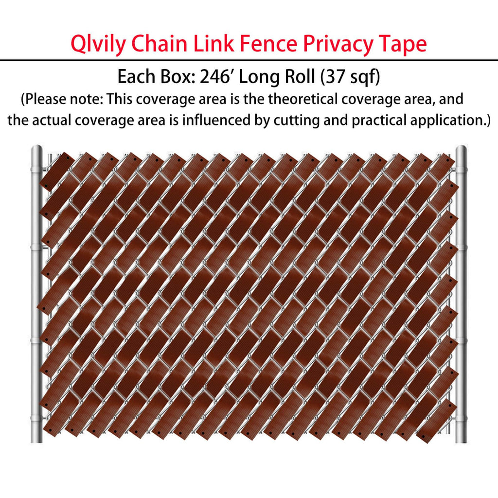 Chain Link Fence Privacy Tape, 246ft x 0.15ft Chain Link Fence Slats, Fence Covering Privacy, Brown (200PCS Button + Puncher Included)