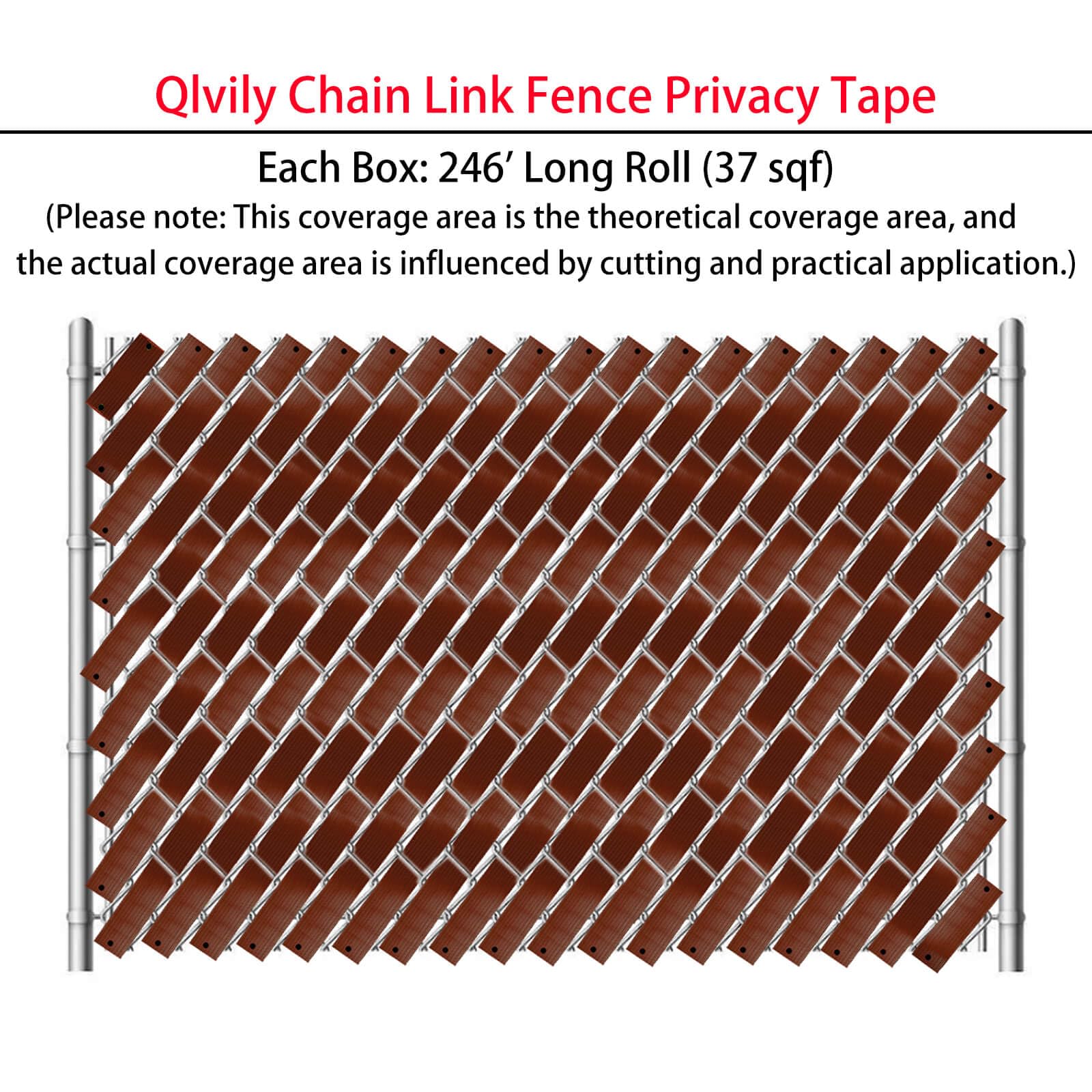 Chain Link Fence Privacy Tape, 246ft x 0.15ft Chain Link Fence Slats, Fence Covering Privacy, Brown (200PCS Button + Puncher Included)