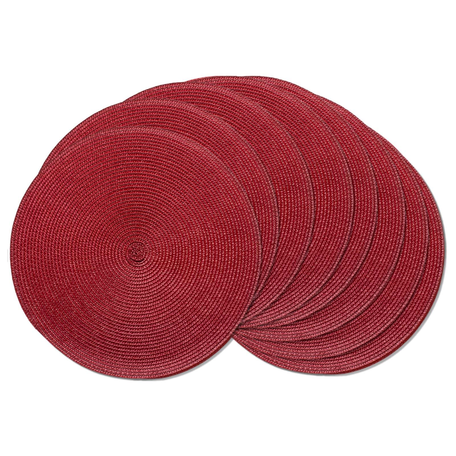 AHHFSMEI Round Placemats Set of 6 Heat Resistant Washable Non-Slip Woven Braided Table Mats for Dining Table Kitchen & Home Decor (Beige)