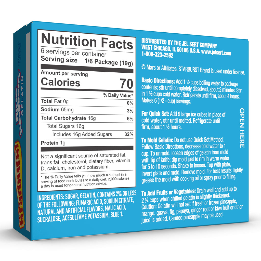Starburst Gelatin – Blue Raspberry, 3.91 Ounce Box (Pack of 12)