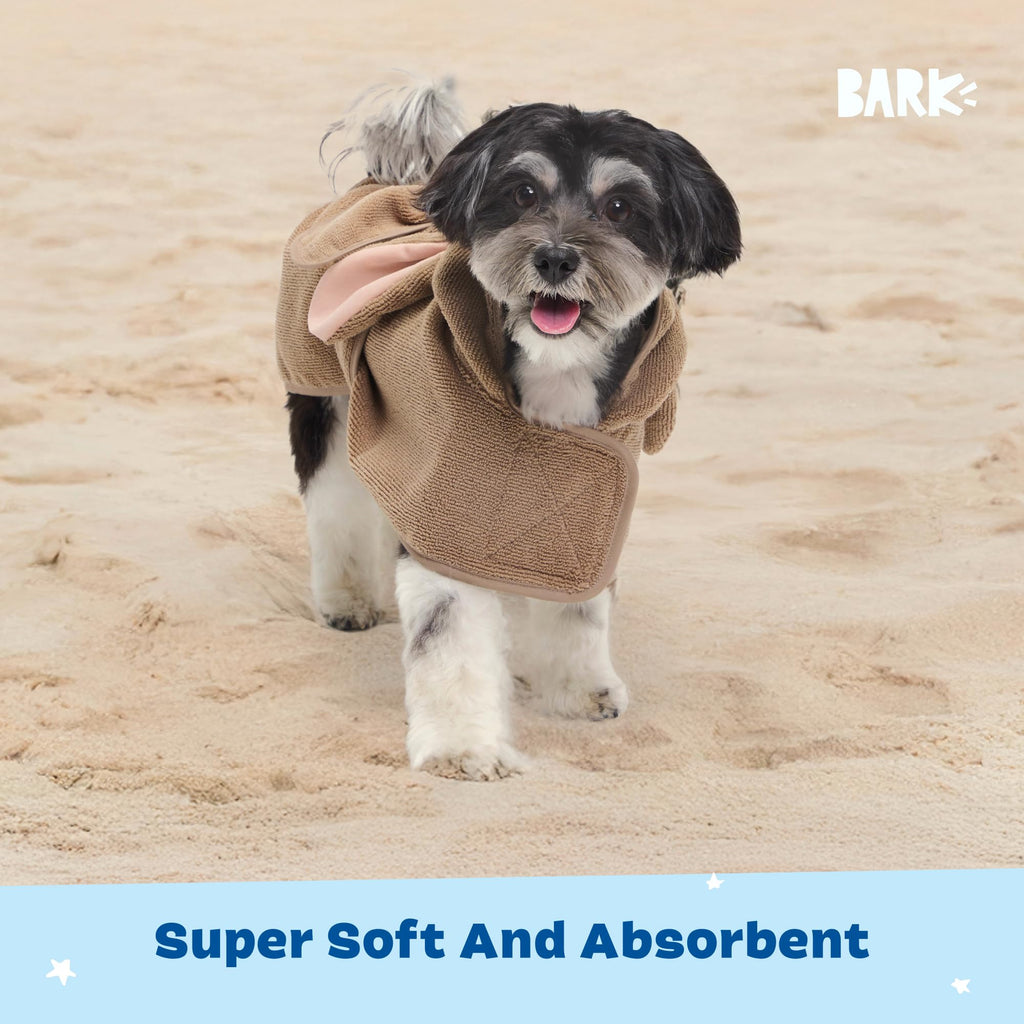Barkbox Dog Bathrobe Fast Drying with Hook and Loop Closure & Wrap Tie Snuggle, Cute Dogs Clothes, Easy to Clean, Machine Washable, Dog Coats and Tumble Dry Low - Bunny, Medium