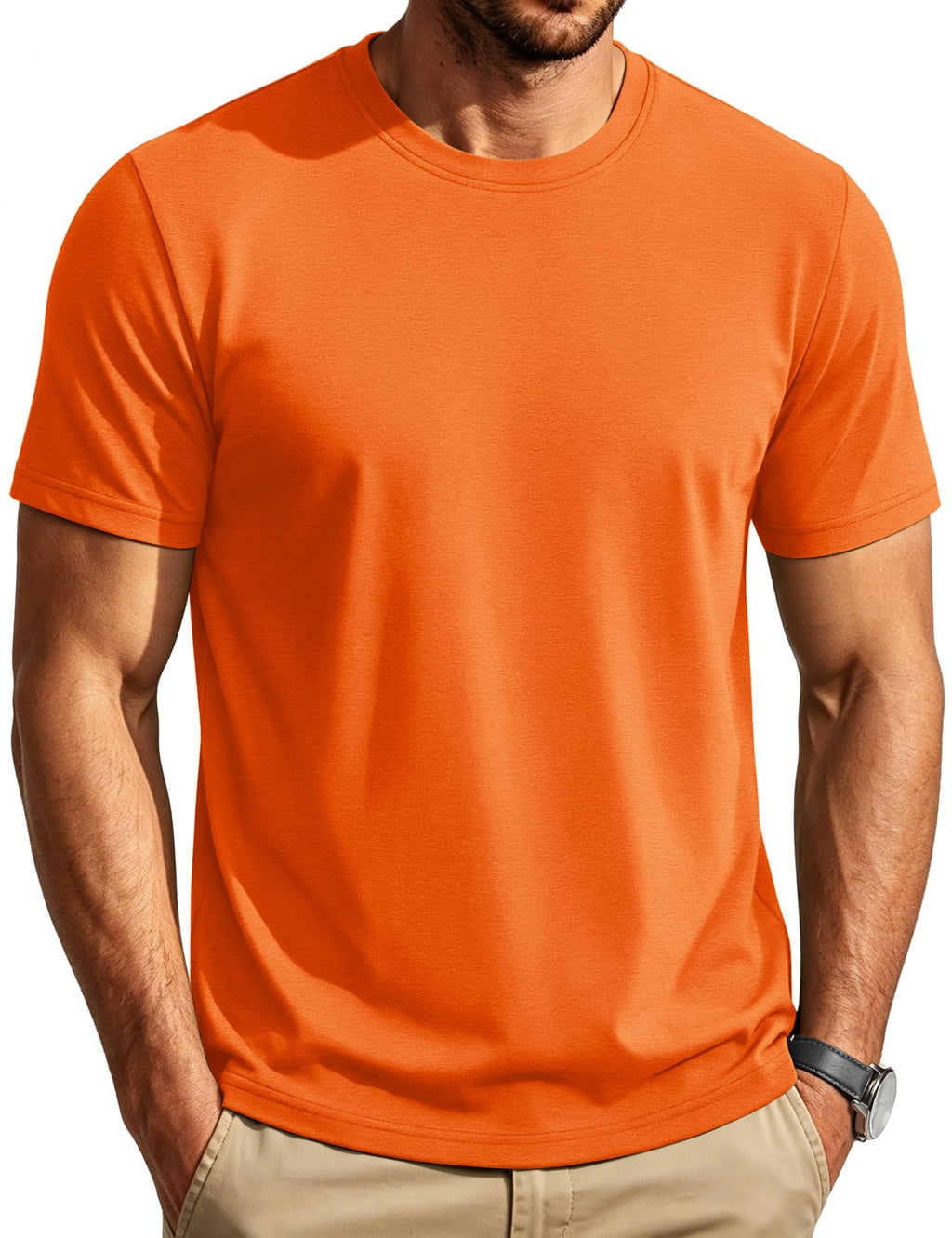 Cotrasen Mens T-Shirts Short Sleeve Cotton Crew Neck Lightweight Moisture Wicking Casual Soft Basic Plain Tee Shirts