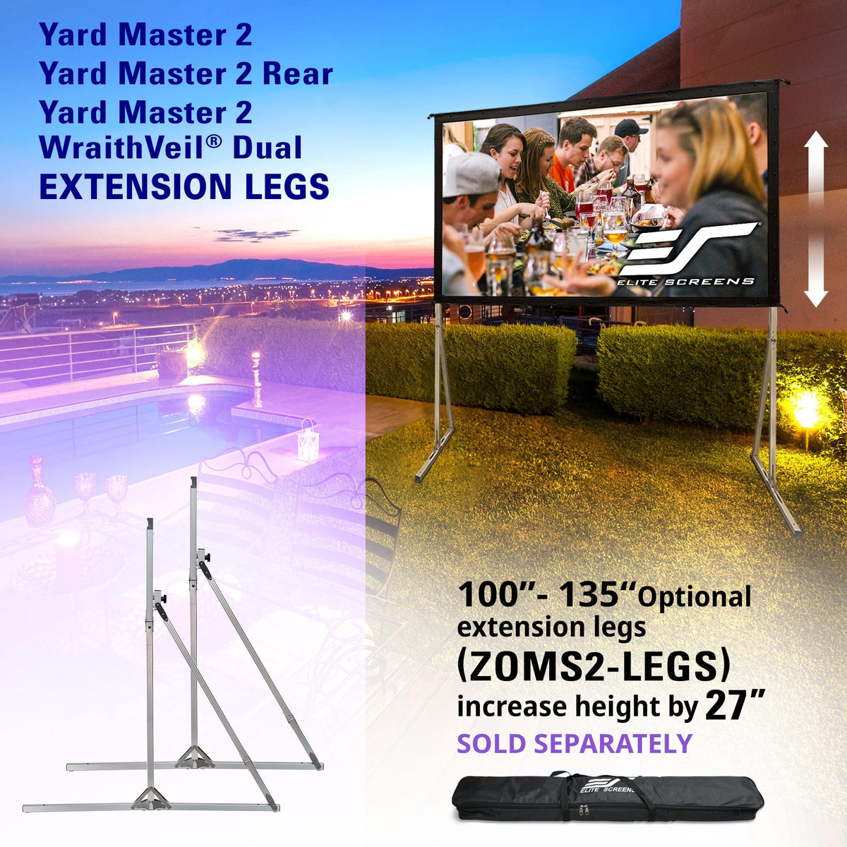 Elite Screens 100-inch Wraith Veil DUAL, 16:9, 0.8 Gain, 150° Viewing Angle, Front & Rear Projection Screen, Yardmaster 2 OMS100H2-Dual