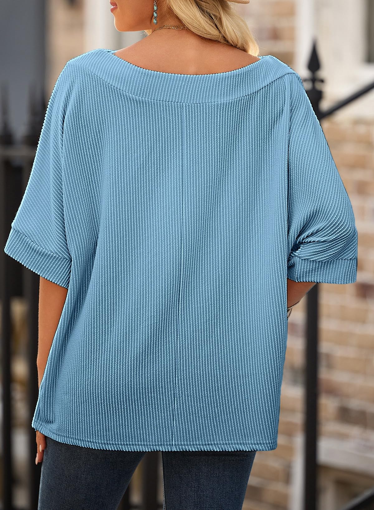 EVALESS Sexy Off The Shoulder Tops for Women 3/4 Length Sleeve Womens Tops Spring Summer 2026 Boat Neck One Shoulder Shirts
