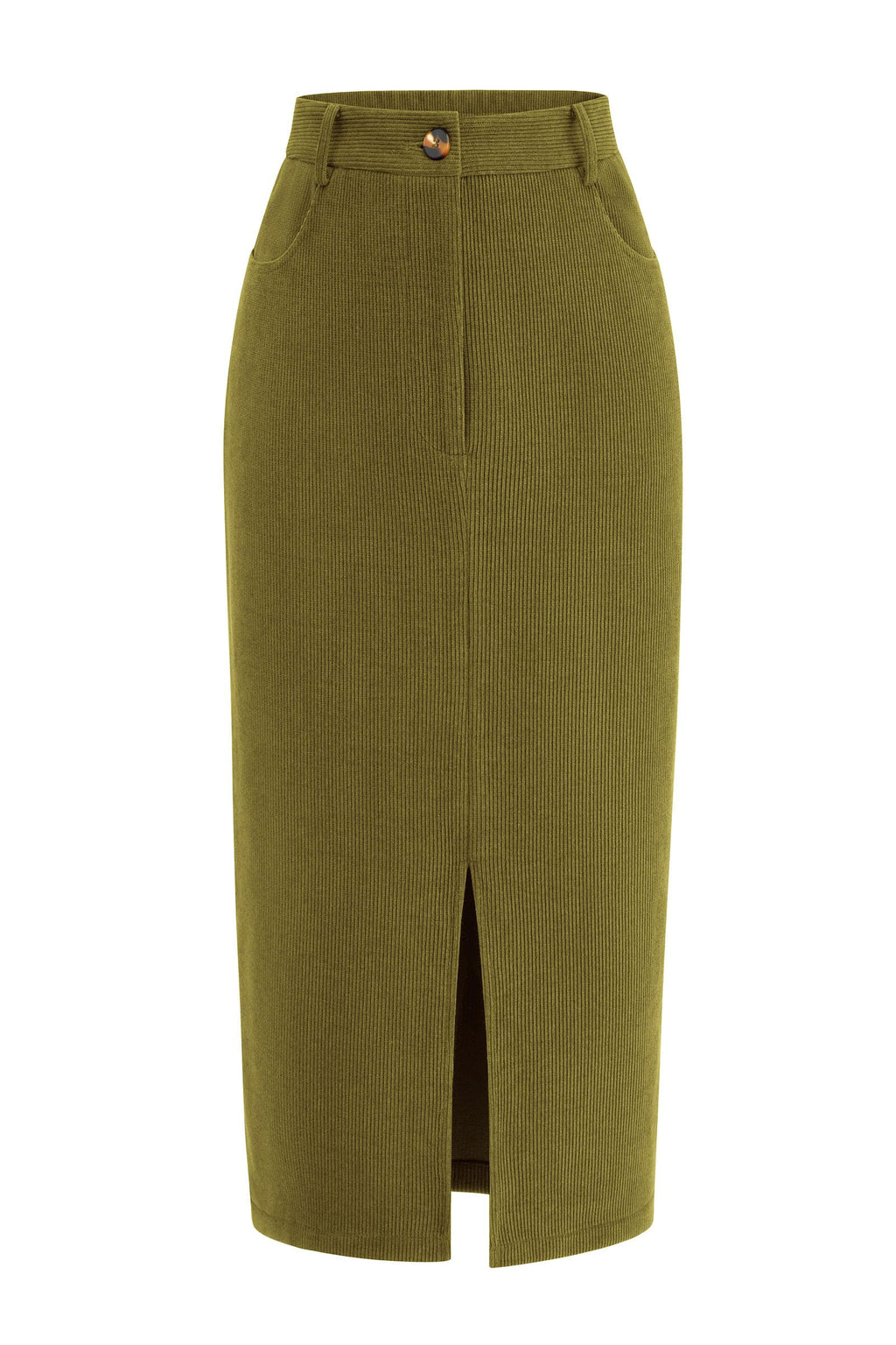 PRETTYGARDEN Corduroy Skirt Women Fall Midi Pencil Skirts | High Waisted Fashion Bottoms, Trendy Front Slit, Pockets, Comfy Dressy Clothes for Winter Casual Outings, Date Nights & Work