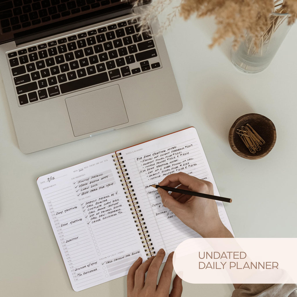 Beautiful Daily Planner And Notebook With Hourly Schedule - Aesthetic Spiral To do List Notepad to Easily Organize Your Tasks And Appointments - Stylish Book And School Or Office Supplies