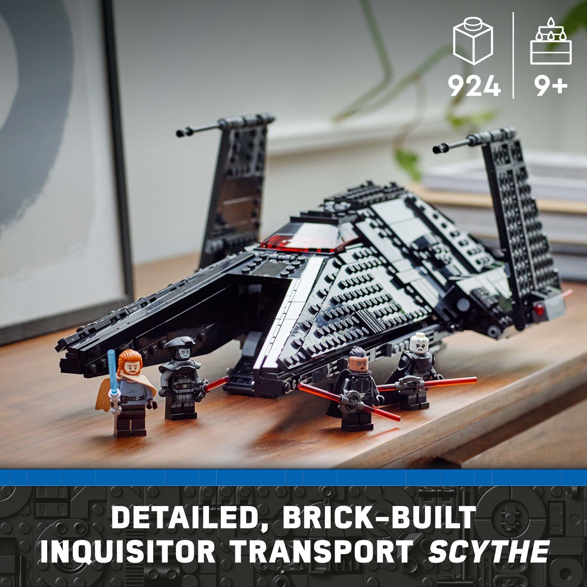 LEGO Star Wars Inquisitor Transport Scythe 75336 Buildable Toy Starship, OBI-Wan Kenobi Set, Ben Kenobi Minifigure with Blue and Double-Bladed Red Lightsabers