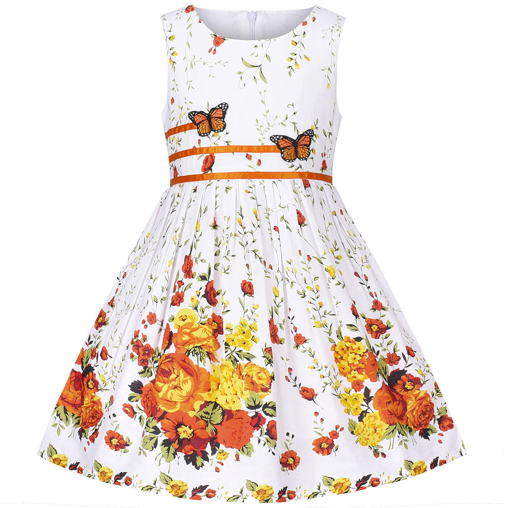 Sunny Fashion Girls Dress Rose Flower Double Bow Tie Party Sundress