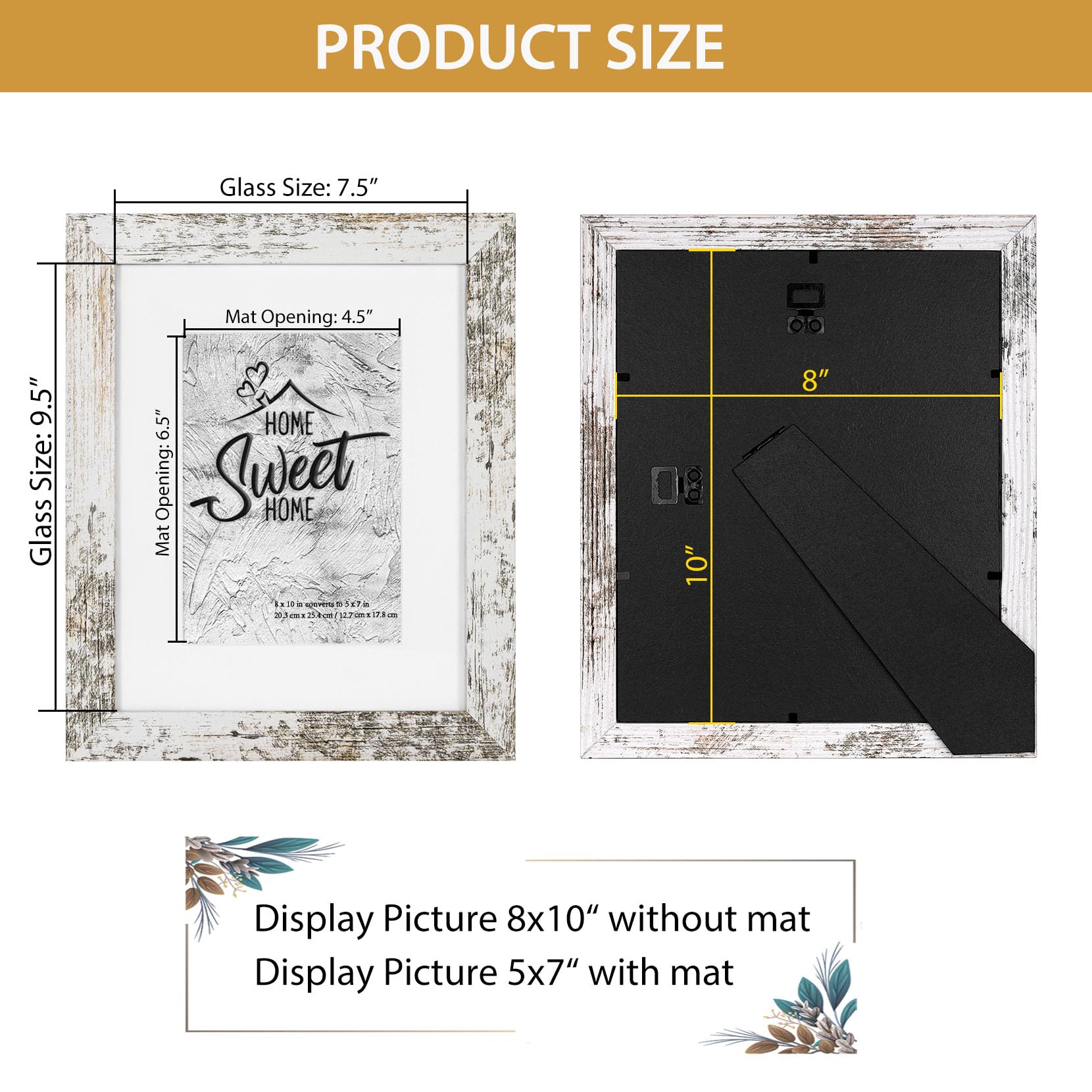 Califortree Black 11x14 Picture Frame - Display Photos 8x10 with Mat or 11x14 Without Mat - HD Glass Inside, Set of 2