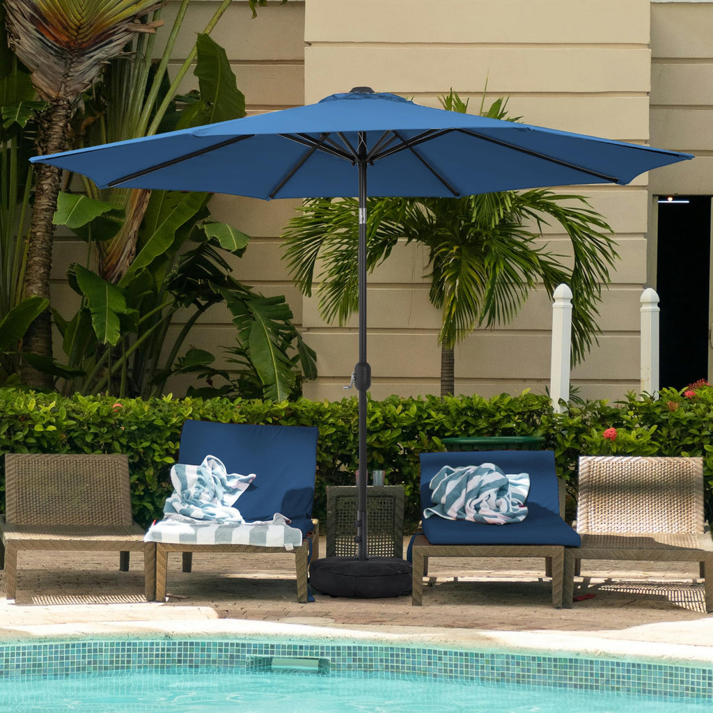 Sundale Outdoor 9FT Patio Umbrella with Sand Bag Umbrella Base, Outdoor Umbrella with Tilt and Crank, Beige