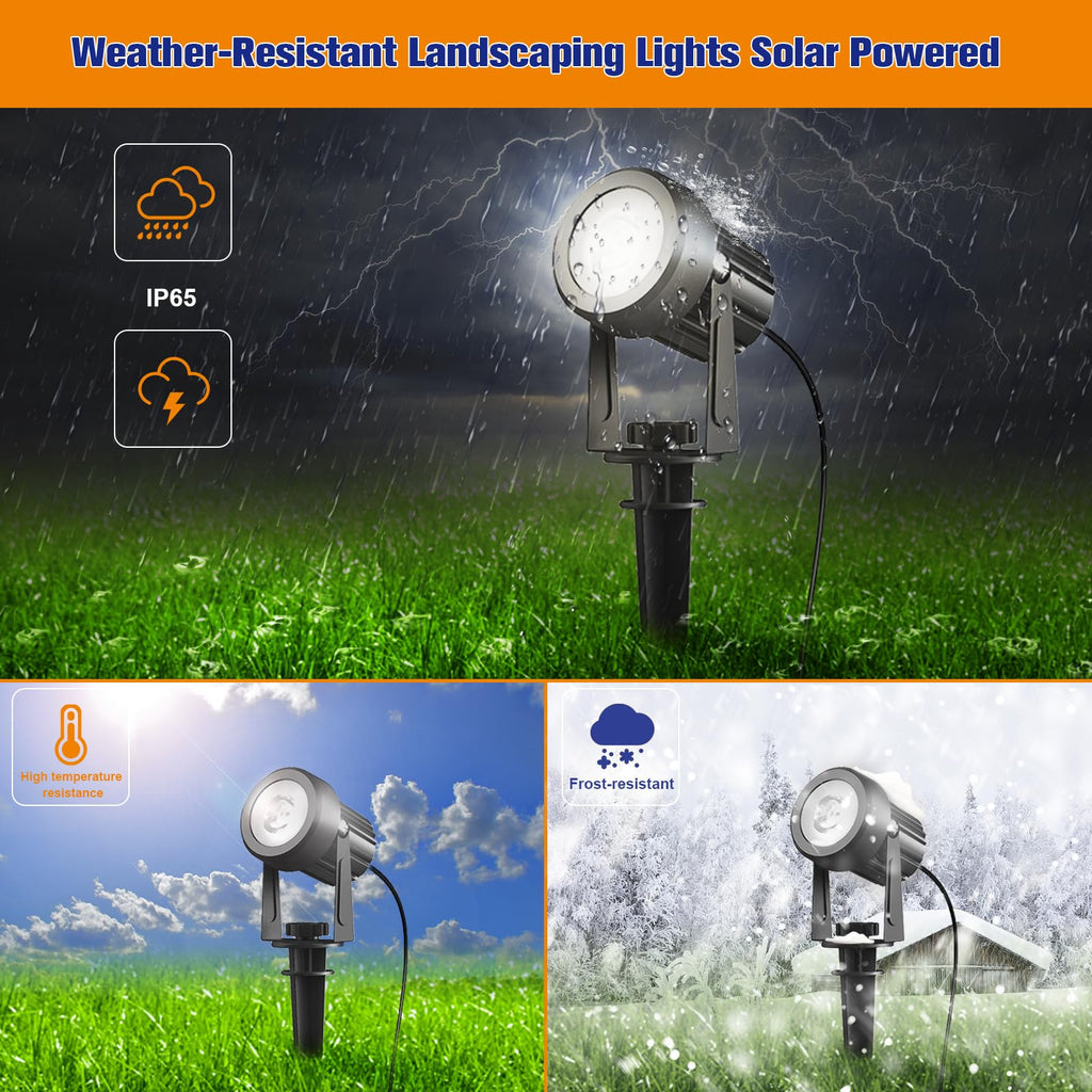 APONUO Solar Spot Lights - Outdoor 2-in-1 Solar Landscape Uplights, Dusk to Dawn, IP65 Waterproof, 9.8ft Cable, Warm White