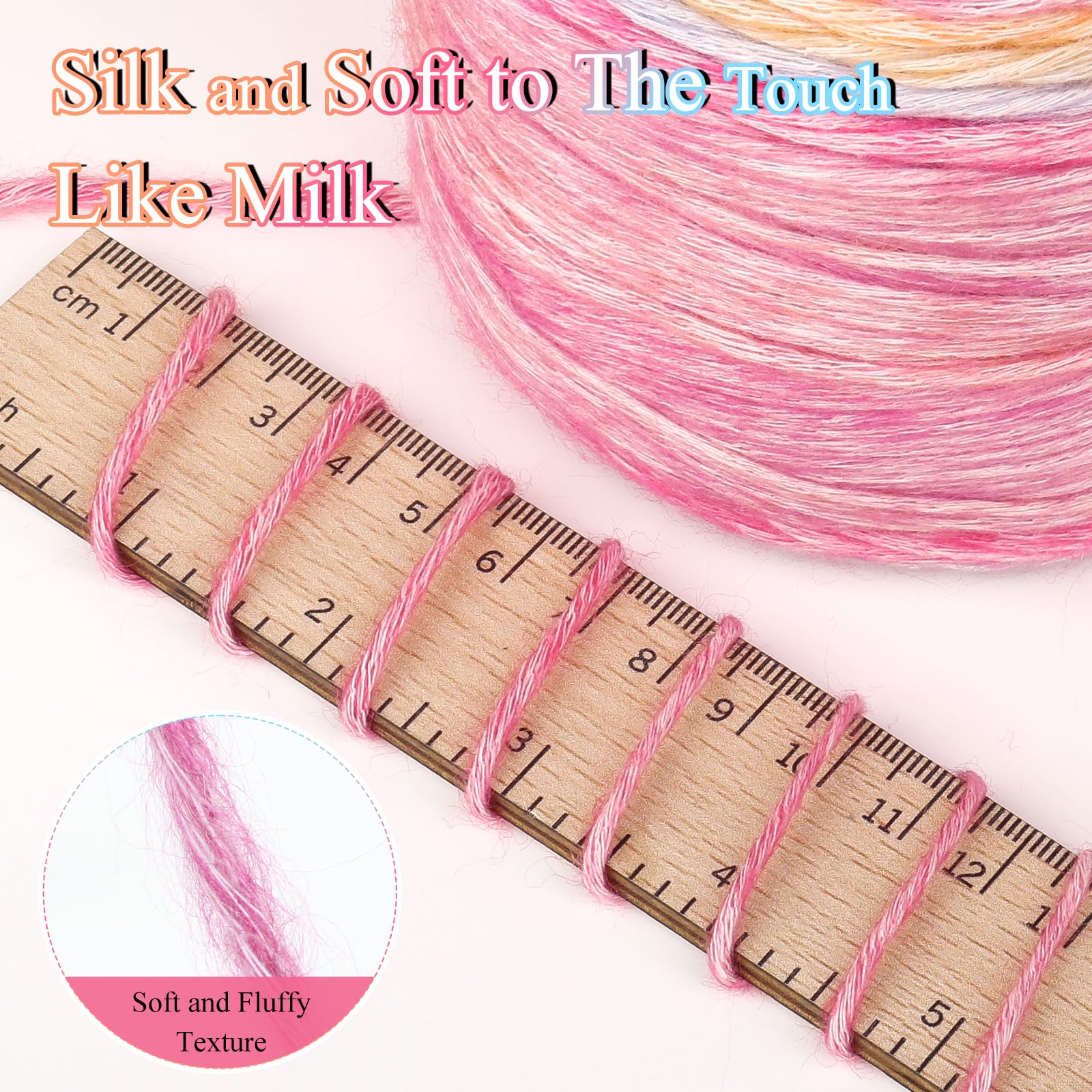 Katech Fairyland Yarn for Crocheting Knitting-Gradient Yarn Cake-4 Pack of 100g/3.52 oz-Soft DK Light Weight #3-60% Cotton 30% Acrylic 10% Wool-Perfect for Scarves, Shawls, Blankets and Garments(A)