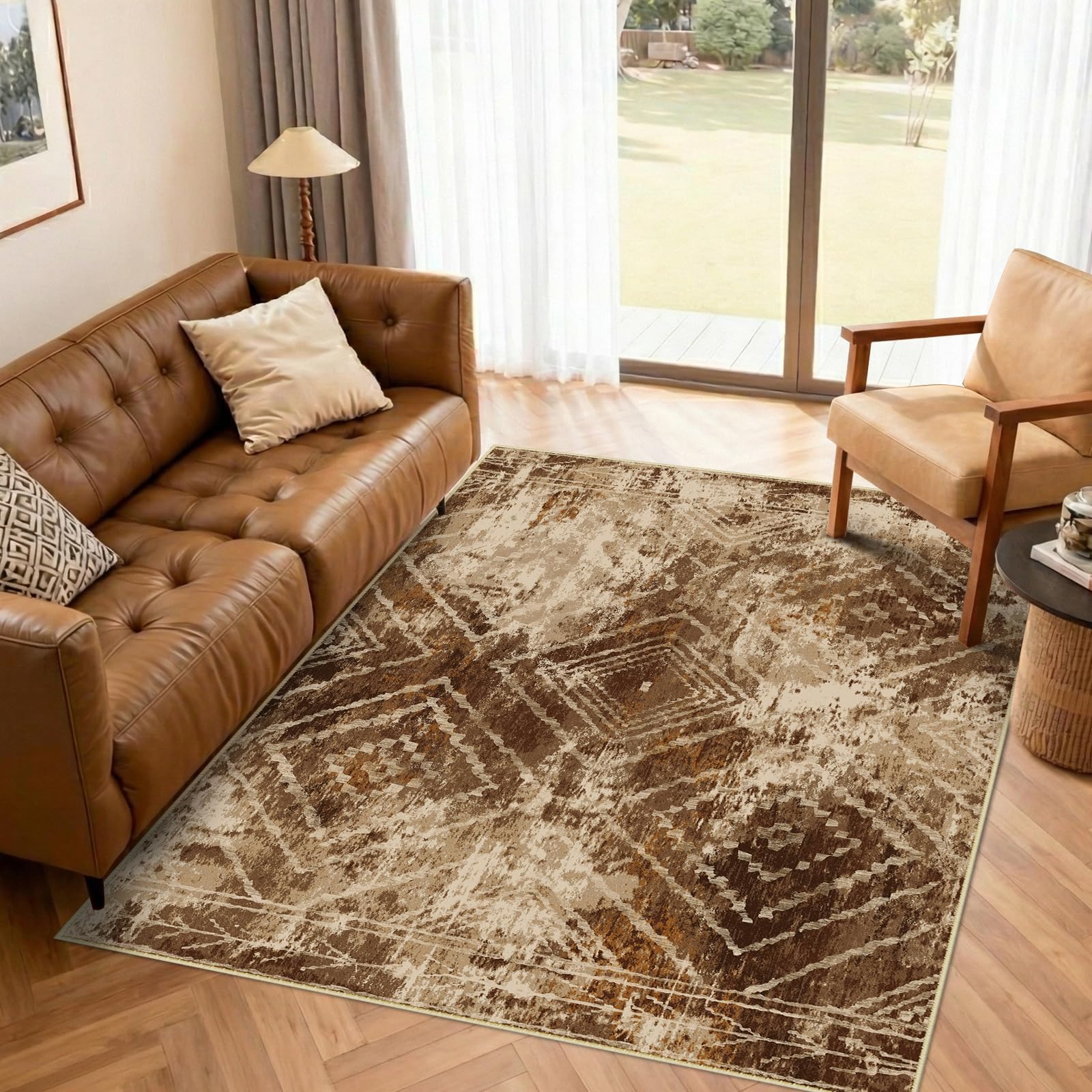 BESTSWEETIE Area Rug 2x3 Rug Machine Washable Non-Slip Low Pile Print Pattern Western Rug for Living Room Bedroom Entryway Tribal Series-Abstract/Cowhide
