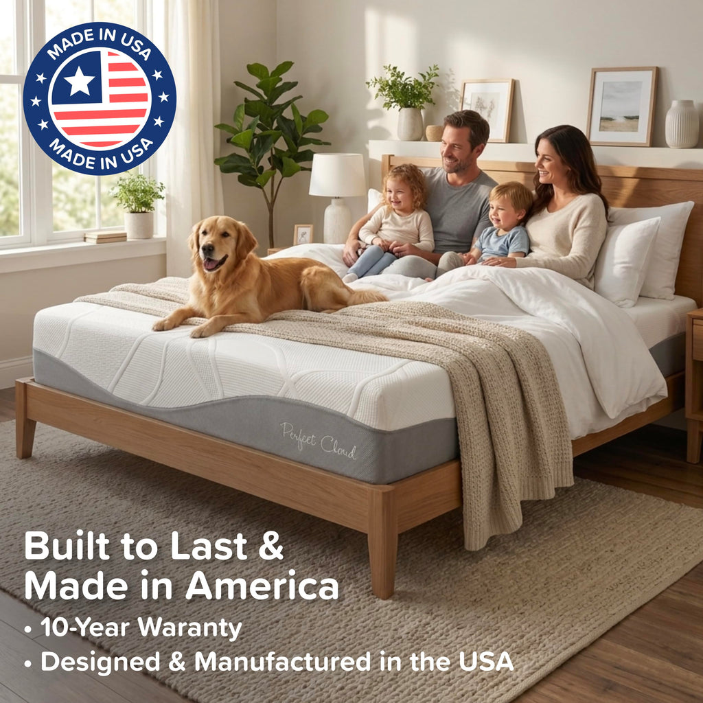 Perfect Cloud UltraPlush Full Mattress - 10 Inch Cooling Gel Memory Foam, Charcoal-Infused, Pressure Relief, Motion Isolation, Bed in a Box, Made in USA