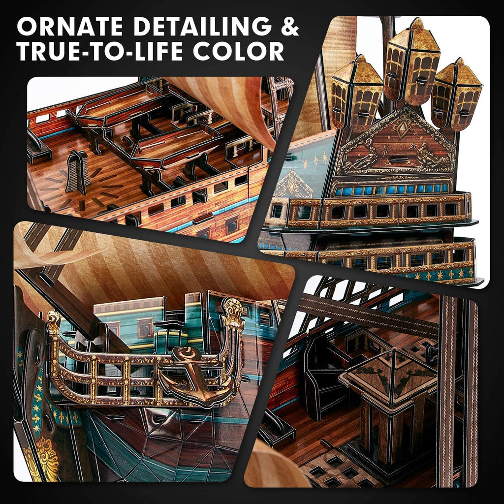 CubicFun 3D Ship Puzzles for USS Constitution Sailing Boat Models for Adults and Teens Toys, 193 Pieces