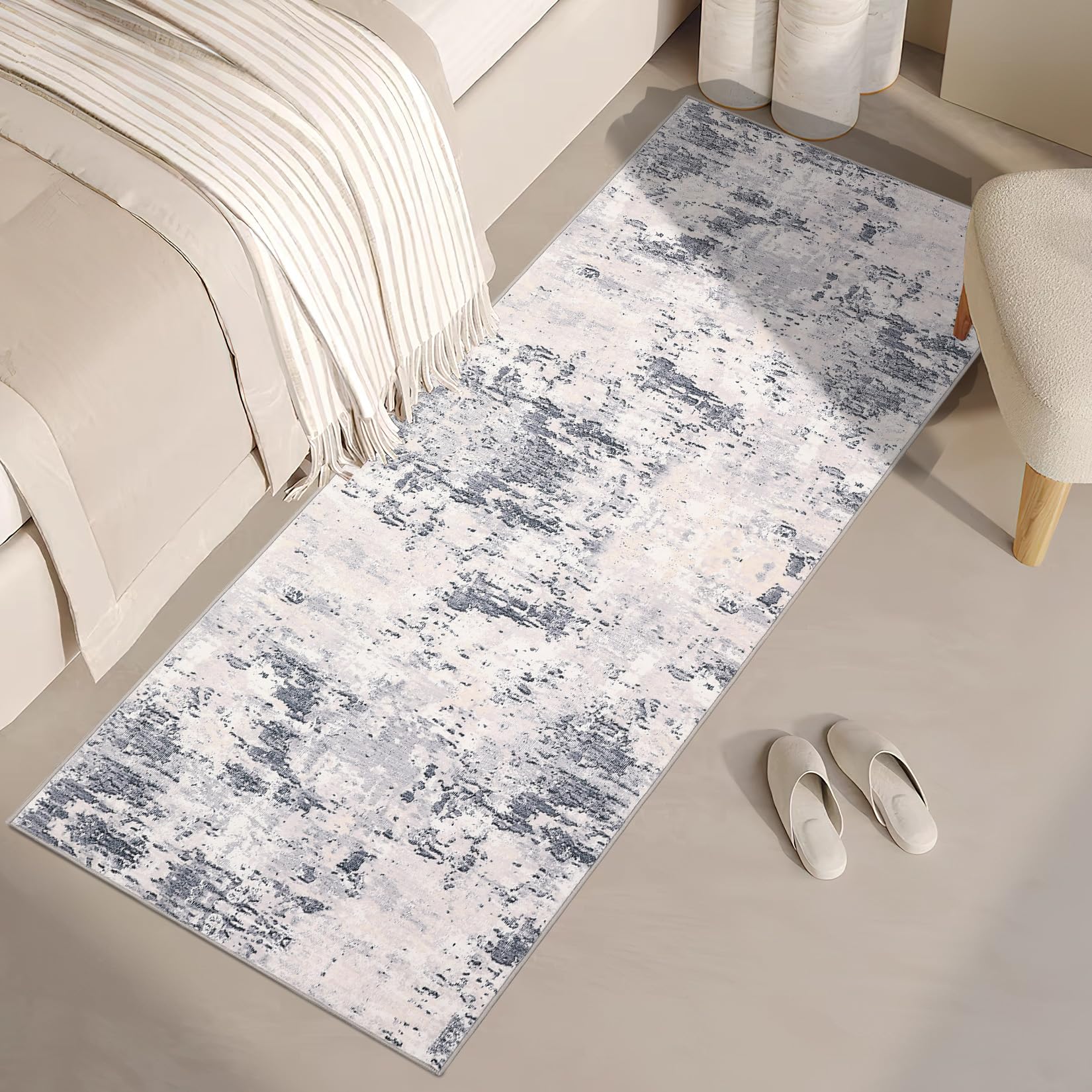 ROYHOME Modern Scalloped Abstract 2x3 Area Rug Non Slip Non Shedding Low Pile Stain Resistant Rug for Entryway Kitchen Bedroom,Black Yellow