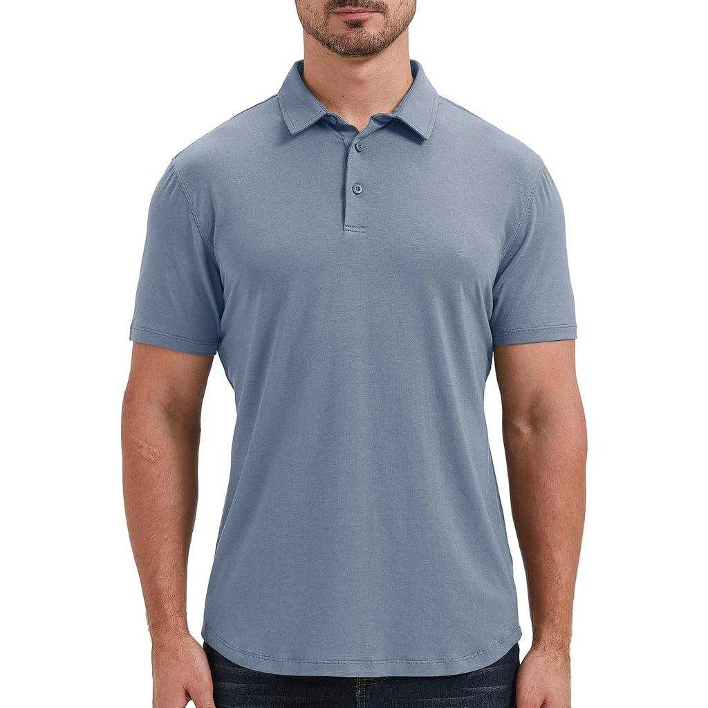 netdraw Mens Lightweight Bamboo Viscose Polo Ultra Soft Curved Hem UPF 50+ Casual Collared Golf Shirt