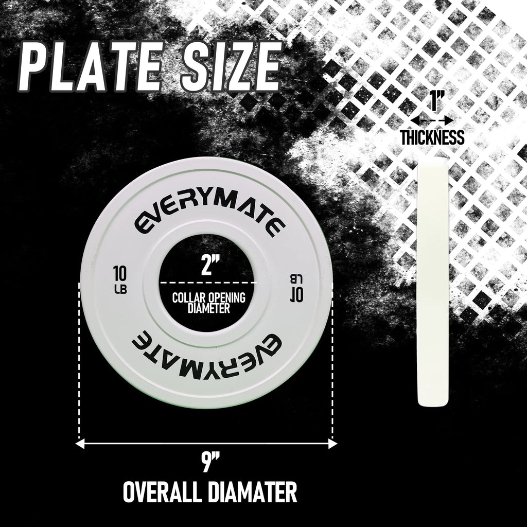 EVERYMATE Change Weight Plates 1.25LB 2.5LB 5LB Set Fractional Plate Olympic Bumper Plates for Cross Training Bumper Weight Plates Steel Insert Strength Training Weight Plates