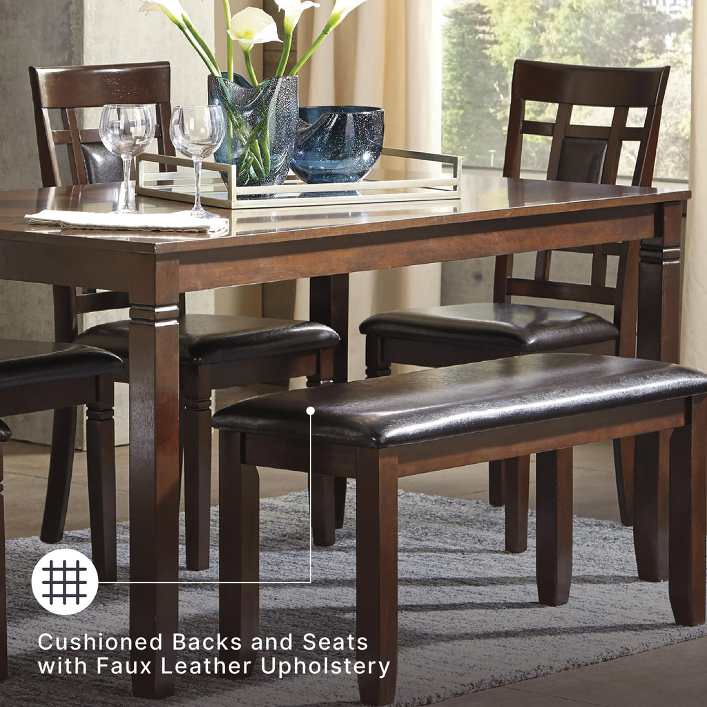 Signature Design by Ashley Bennox 6 Piece Dining Set with Upholstered Bench, Table & 4 Upholstered Chairs, Seats 6, Wood, Brown