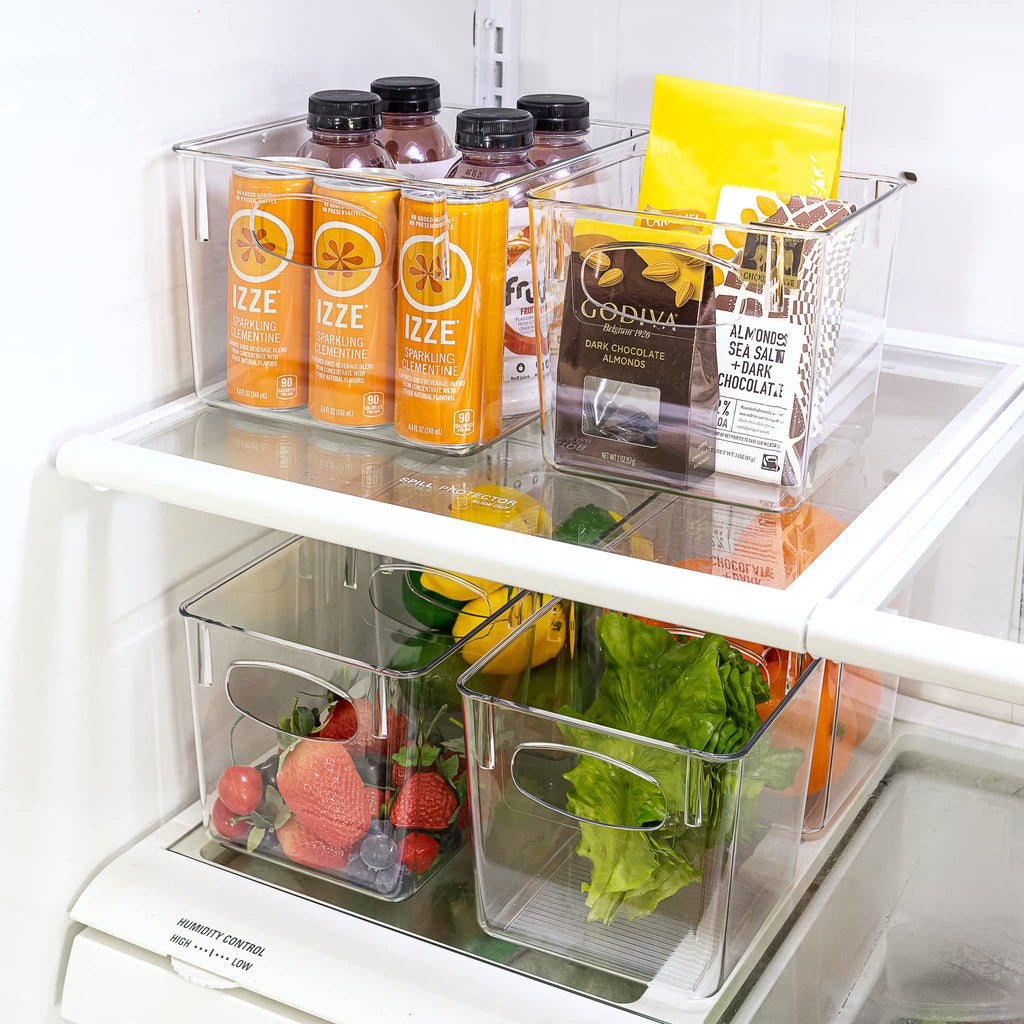 Sorbus Large Clear Plastic Storage Bins for Shelves, Clothes, with Handle - Clear Storage Bins, Drawer, Shelf, Closet, Pantry, Fridge, Freezer Organizer Bins, Closet Organizers and Storage (2 pack)