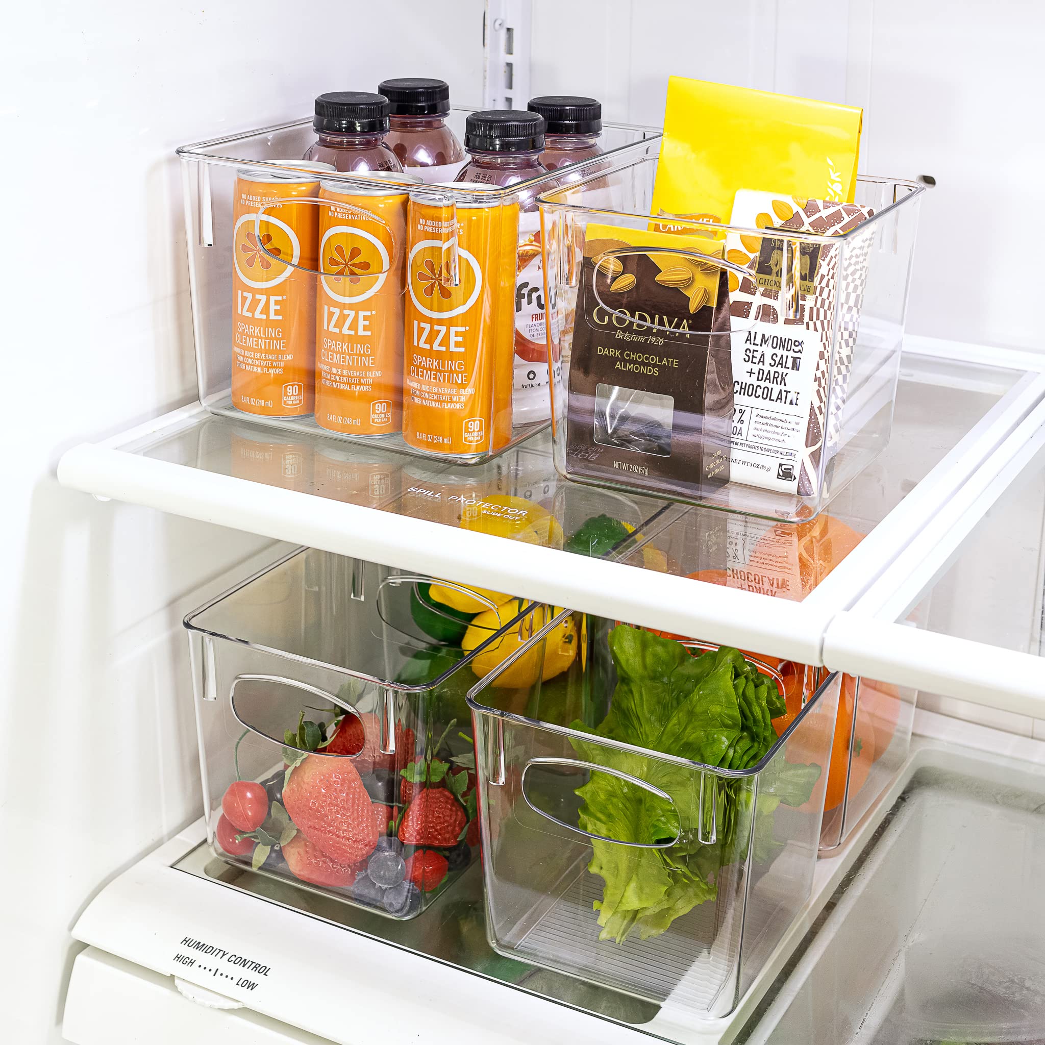 Sorbus Large Clear Plastic Storage Bins for Shelves, Clothes, with Handle - Clear Storage Bins, Drawer, Shelf, Closet, Pantry, Fridge, Freezer Organizer Bins, Closet Organizers and Storage (2 pack)