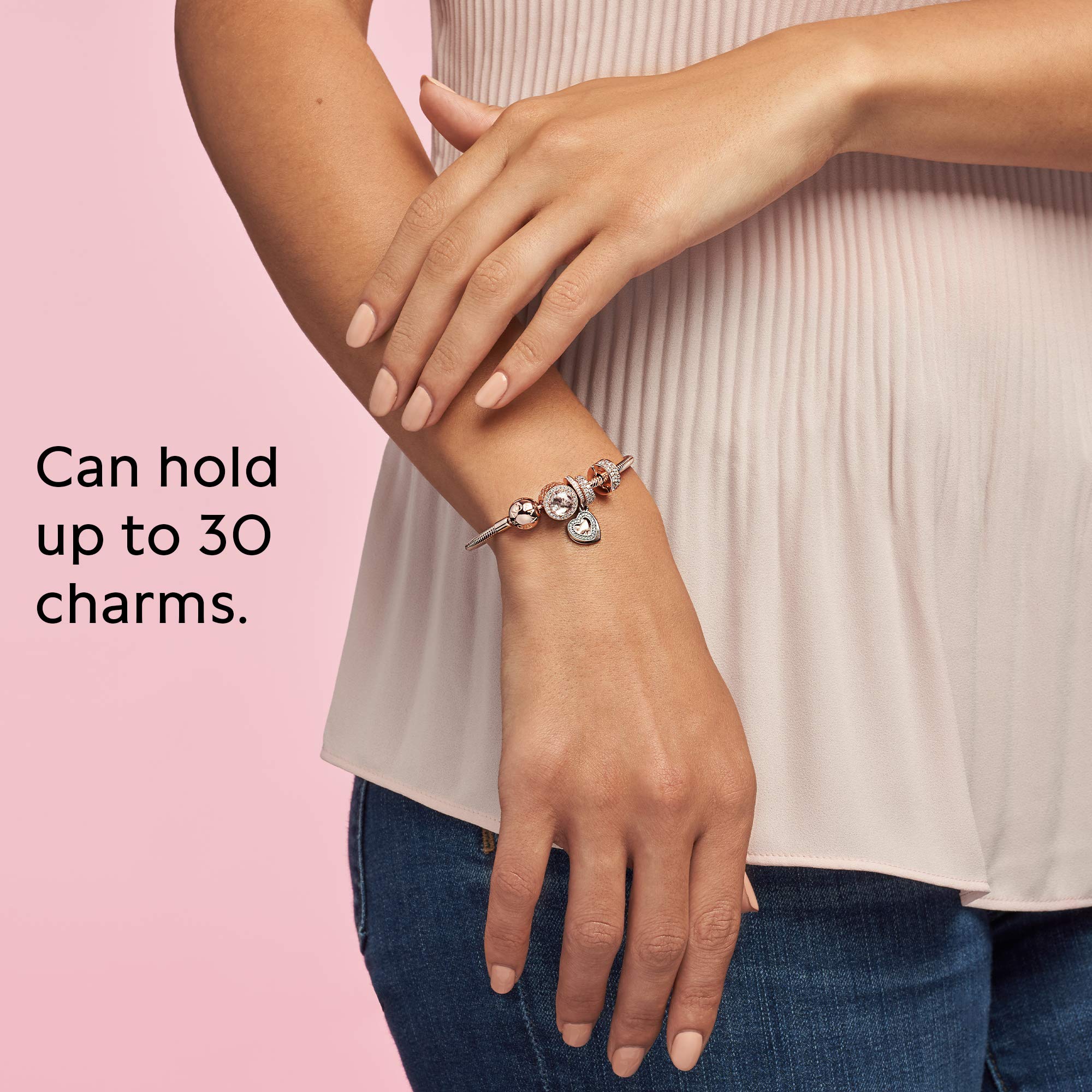 PANDORA Moments Snake Chain Bracelet - Hand-Finished Charm Bracelet - Jewelry for Her with Gift Box - Compatible Moments Charms - Sterling Silver