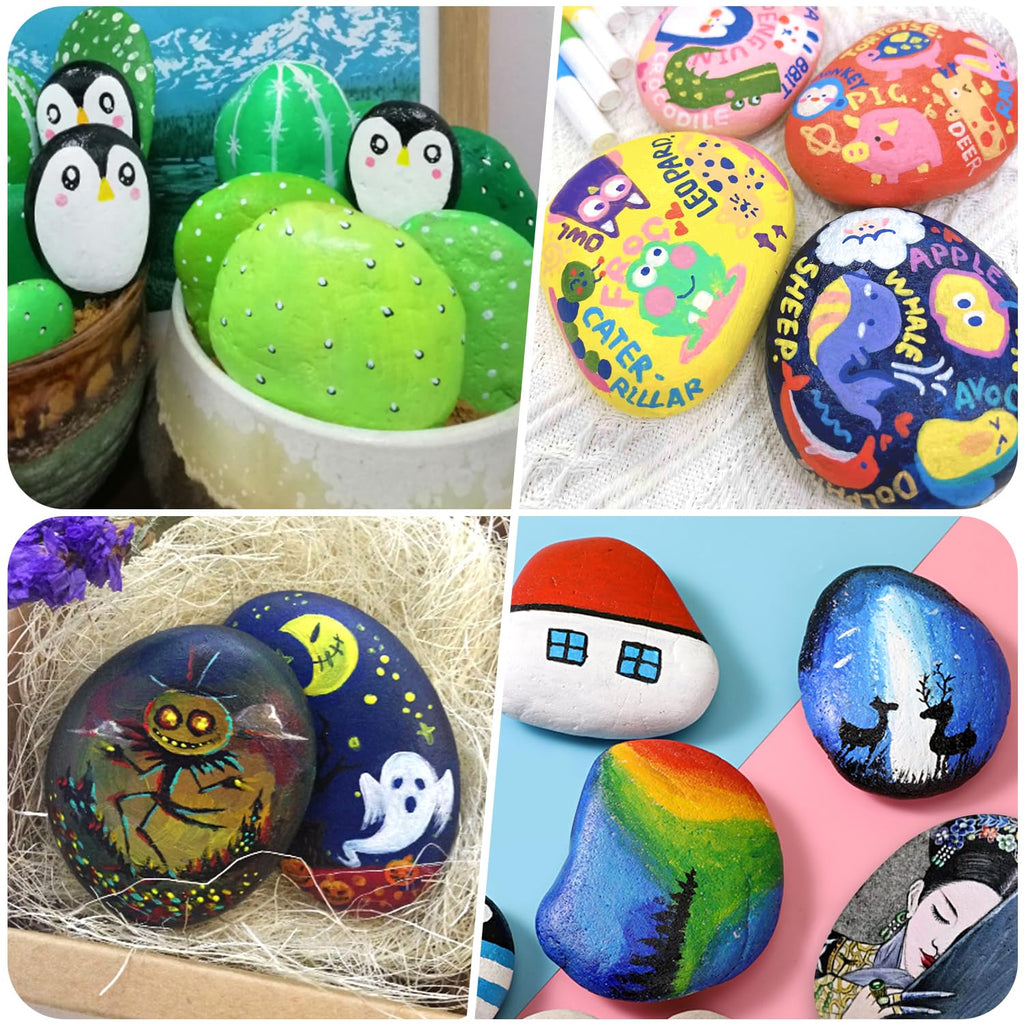 River Rocks for Painting 10 Pcs Large 2-3 Inch Flat Smooth Painting Stones Craft Rock to Paint for Kids Crafts Painting Bulk