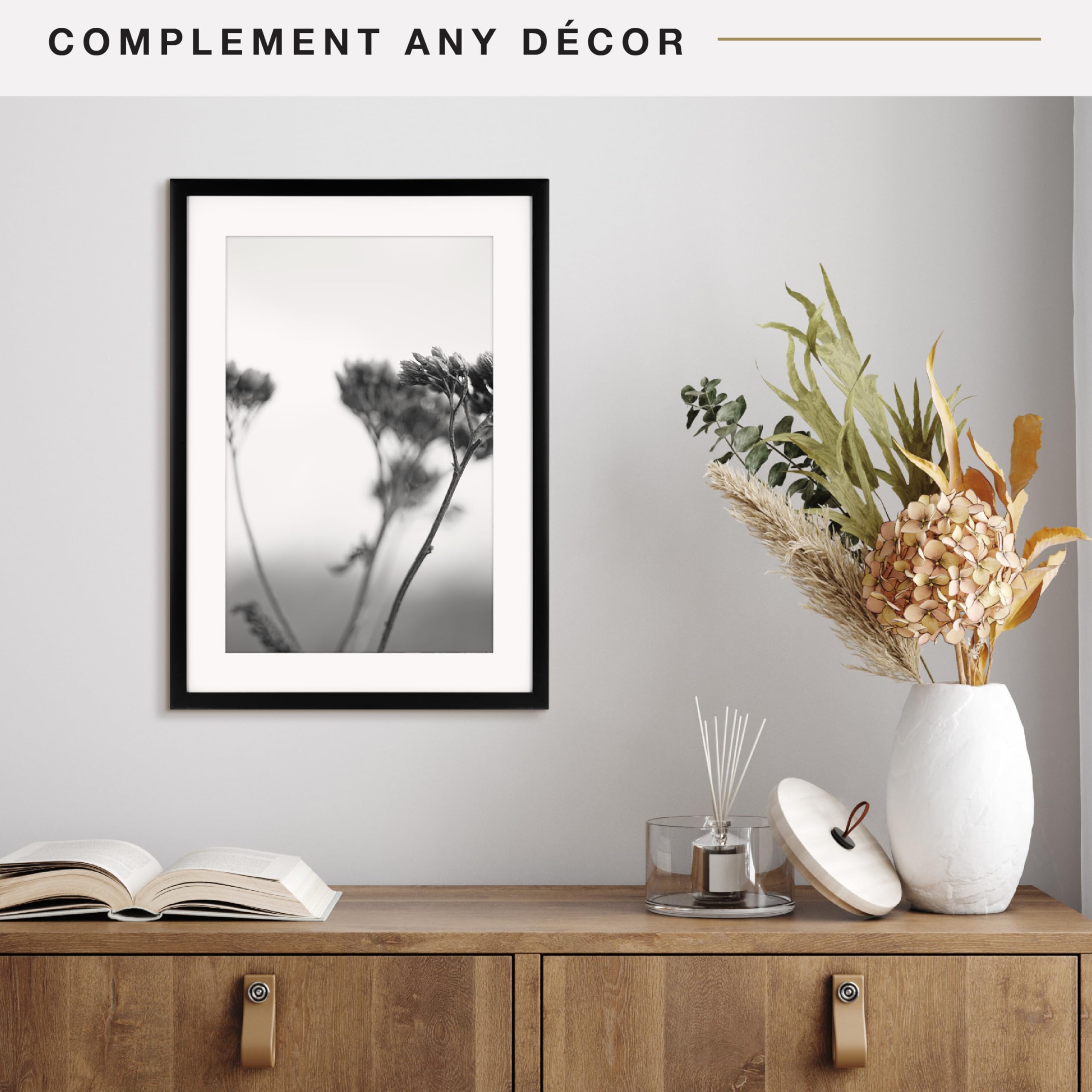 MCS Everline Collection 14x20 Matted Poster Frame with 11x17 Picture Display, Black Vertical & Horizontal Wall Hanging Large Frame for Photos, Posters & Art Prints (1-Pack)