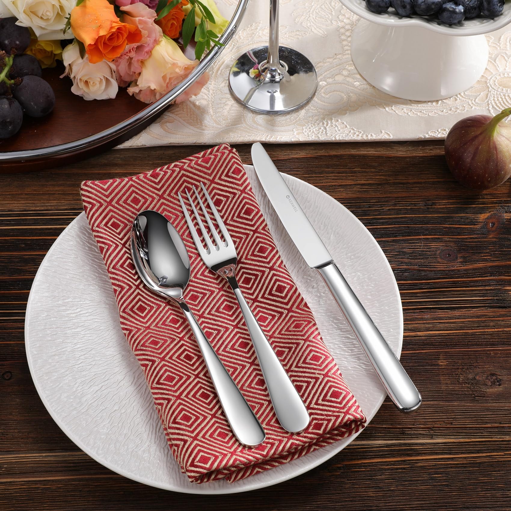 KEAWELL Premium Louise Spoons Set, Set of 4, 18/10 Stainless Steel, Exceptional mirror finish, Dishwasher Safe (5.6" Small Spoon)