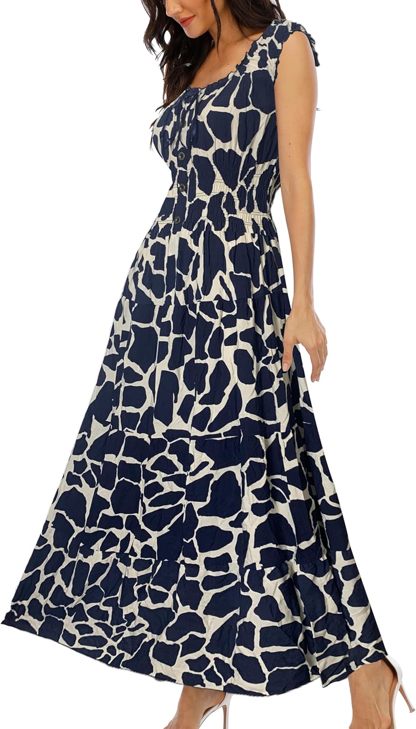 OSTOO Women's 2026 Summer Boho Floral Print Tiered Casual Flowy Long Maxi Dress