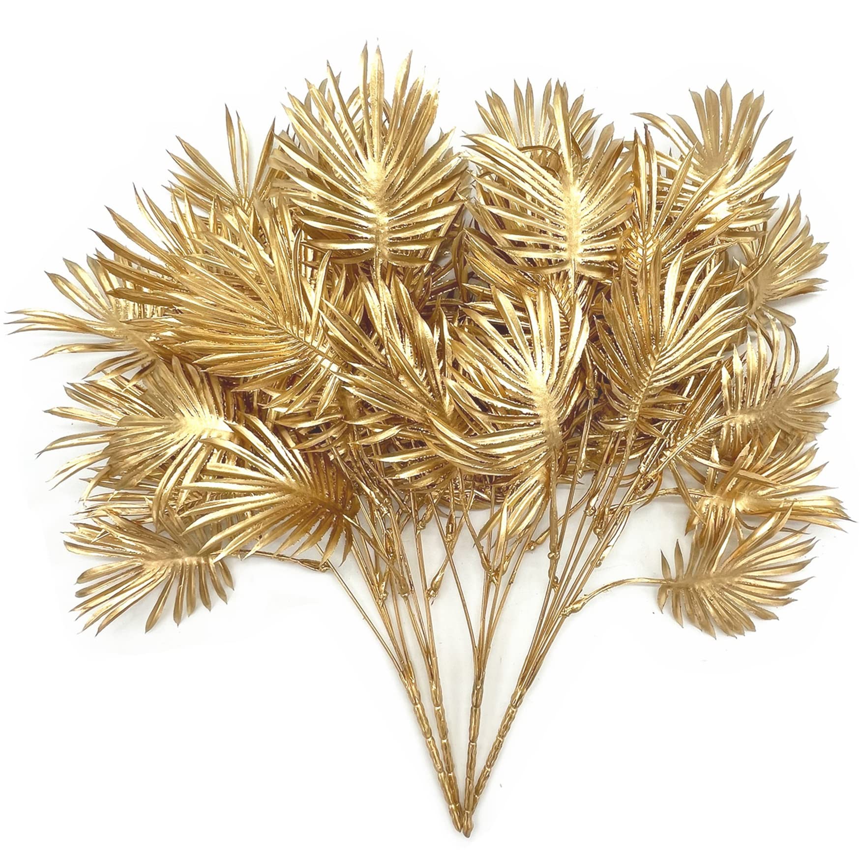 Christmas Decor Artificial Plants, PASYOU Gold Fake Antlers Plastic Grass Shrubs Leaves Indoor Outdoor Home Garden Party Hotel Verandah Wedding Event Faux DIY Decoration - 30 Inch Golden 2 Bunches