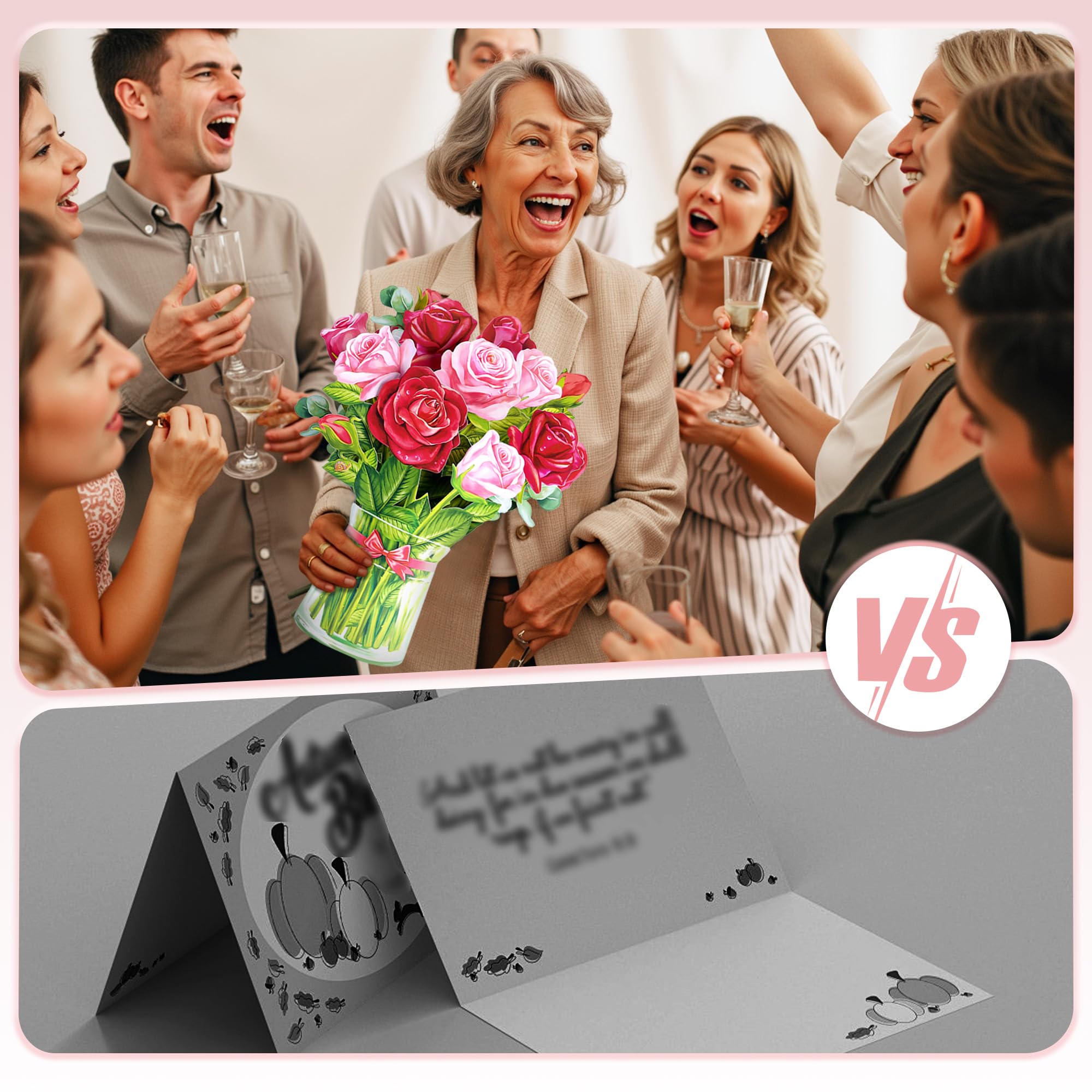 Airpark 3D Pop Up Paper Flowers Bouquet Card 12’‘ with Note & Envelope, Birthday Gifts, Get Well, Thank You, Greeting Cards for Women Mom Wife Friends, Daisies and Butterflies