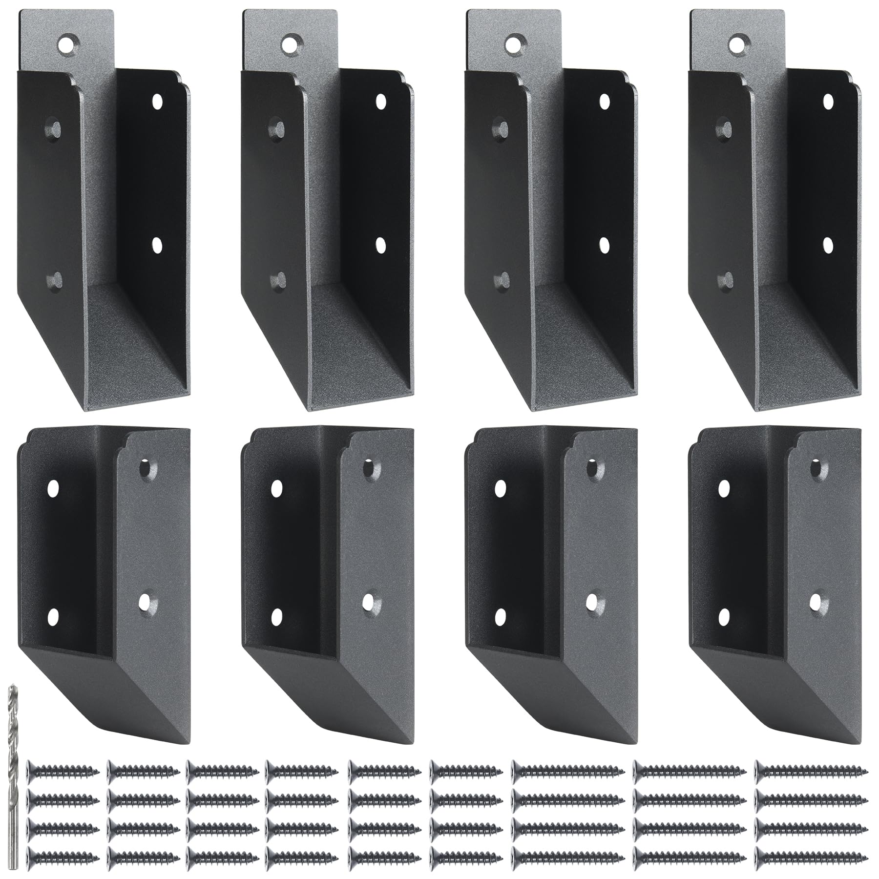AECXM 201 Stainless Steel 2" x 4" (1 ½" x 3 ½" Actual) Deck Railing 27.5° Stair Connectors, for Deck Railing Stair Handrail Connection Installation Deck Railing Bracket (4 Pair-Black)