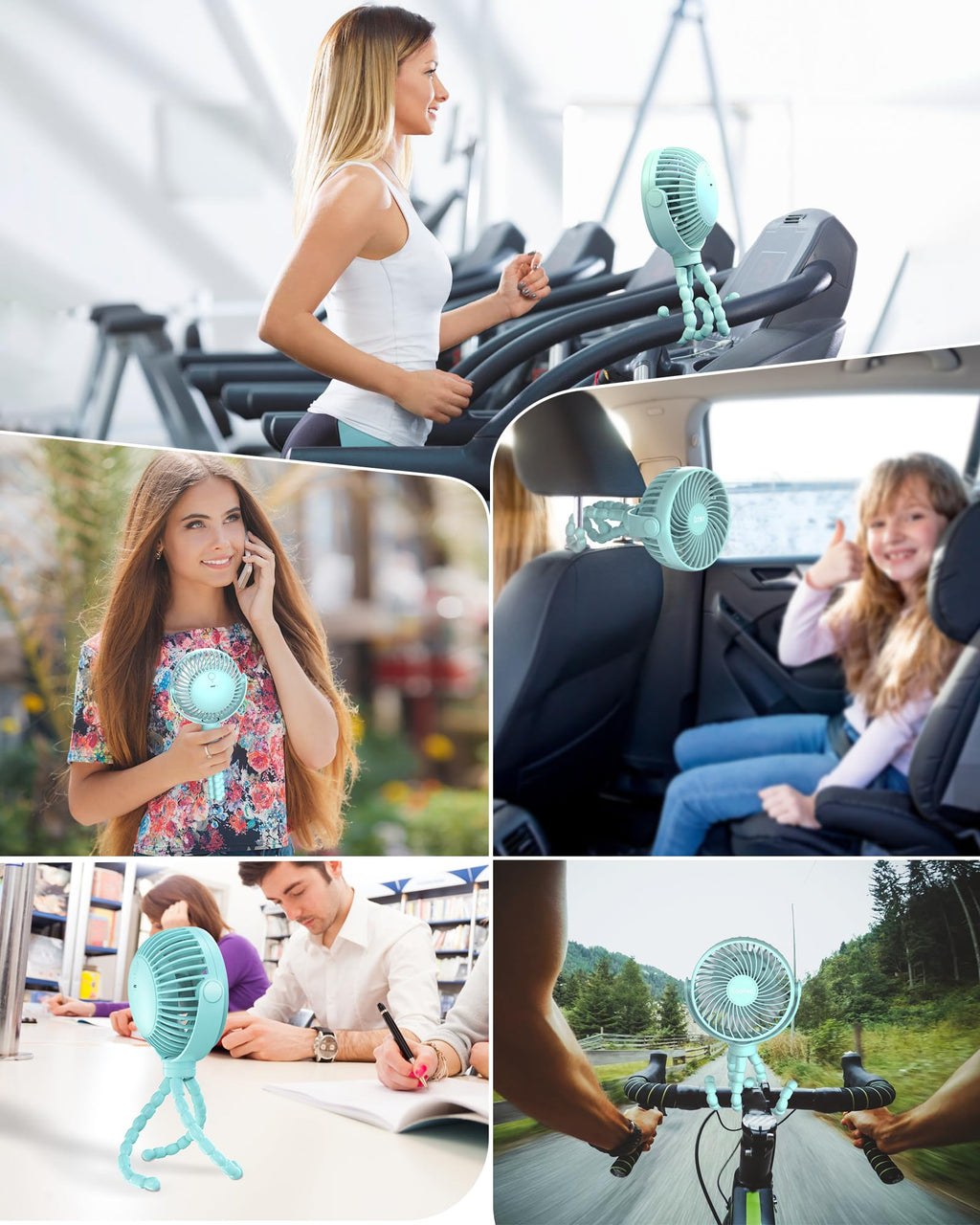 Coohea Stroller Fan Clip on for Baby, 4000mAh Rechargeable Battery Operated, Flexible Tripod, 3 Wind Speed, 360° Rotatable, Small Cooling Portable Fan for Car Seat Crib Golf Cart Bike Treadmill, Black
