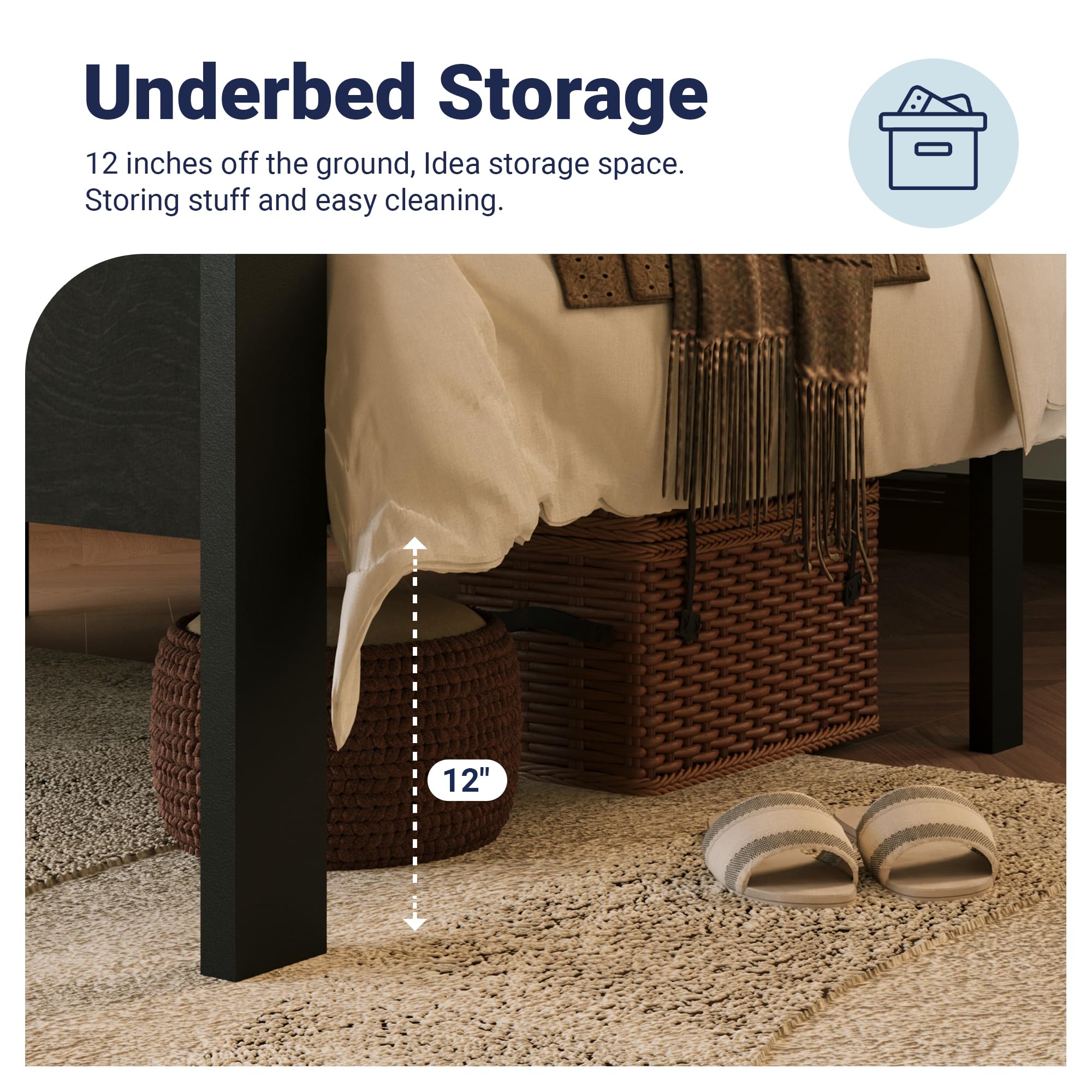 Allewie Twin Size Platform Bed Frame with Wooden Headboard and Footboard, Heavy Duty Metal Slats Support, No Box Spring Needed, Under-Bed Storage, Noise Free, Easy Assembly, Black Oak
