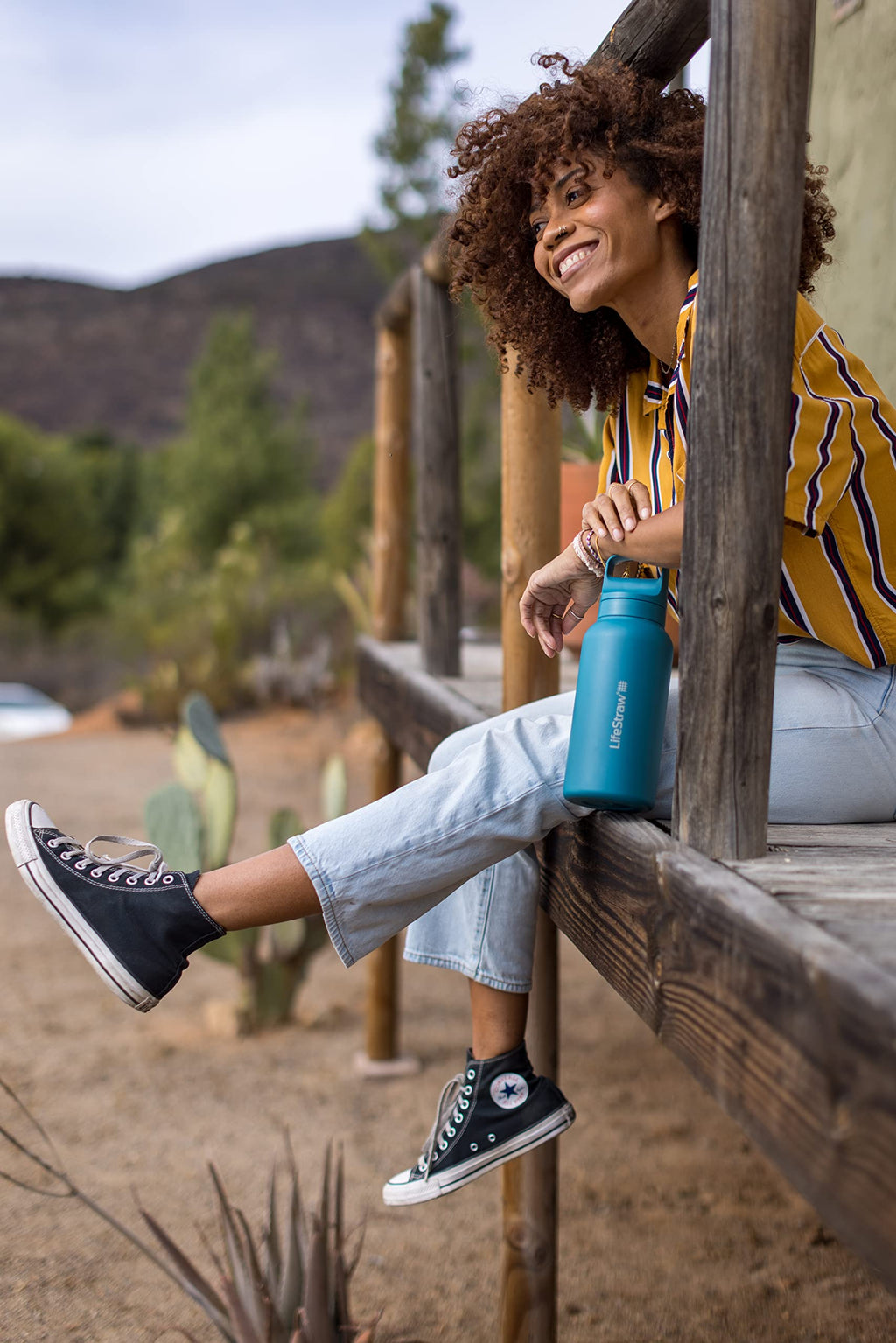 LifeStraw Go Series — Water Bottle Stainless Steel Bottle, 18oz, Aegan Sea, Removes Bacteria, Parasites, Microplastics, Improves Taste