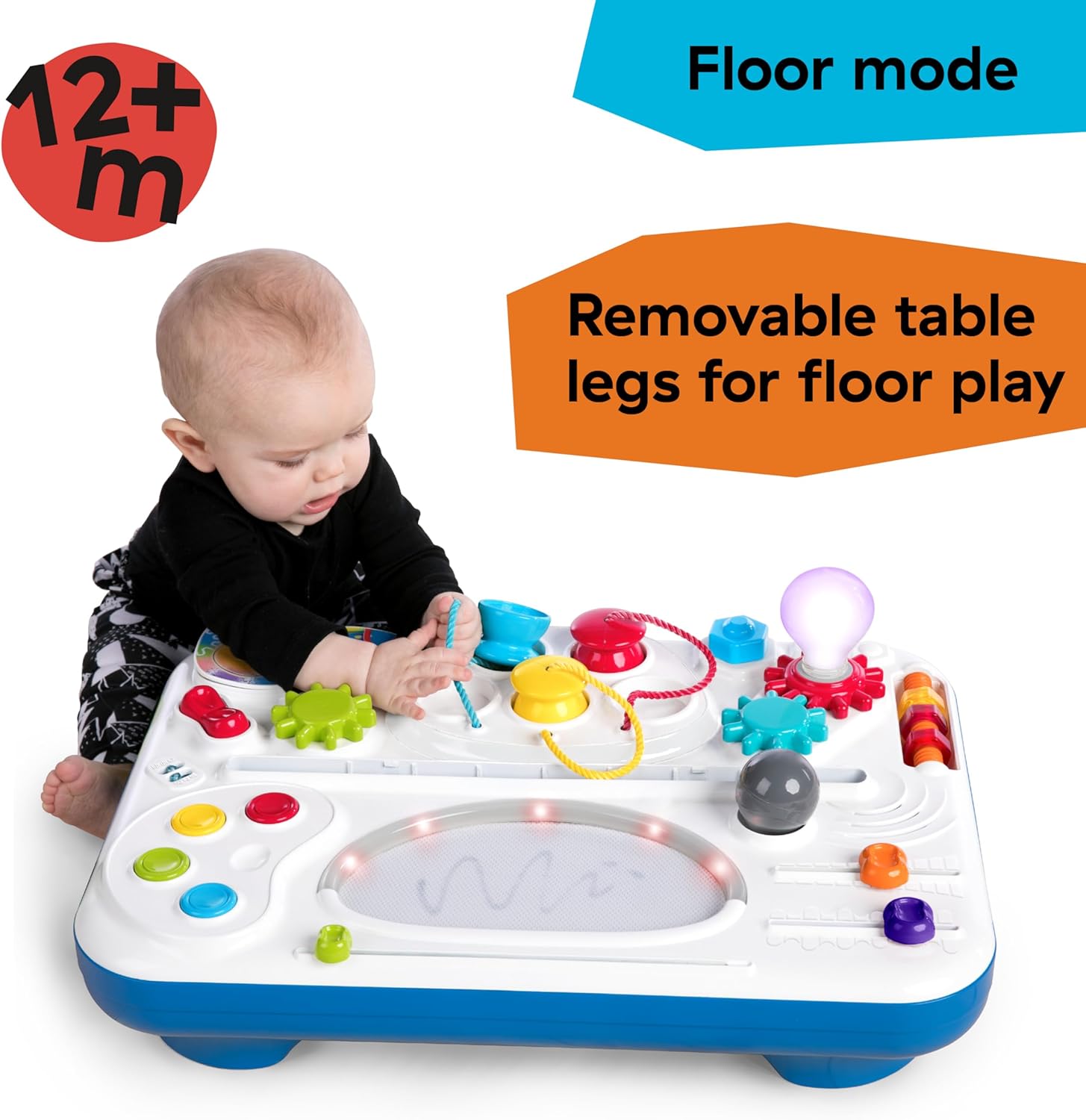 Baby Einstein Curiosity Table Activity Play Station, Montessori Floor Toy and Interactive Workbench, 12 Months and Up