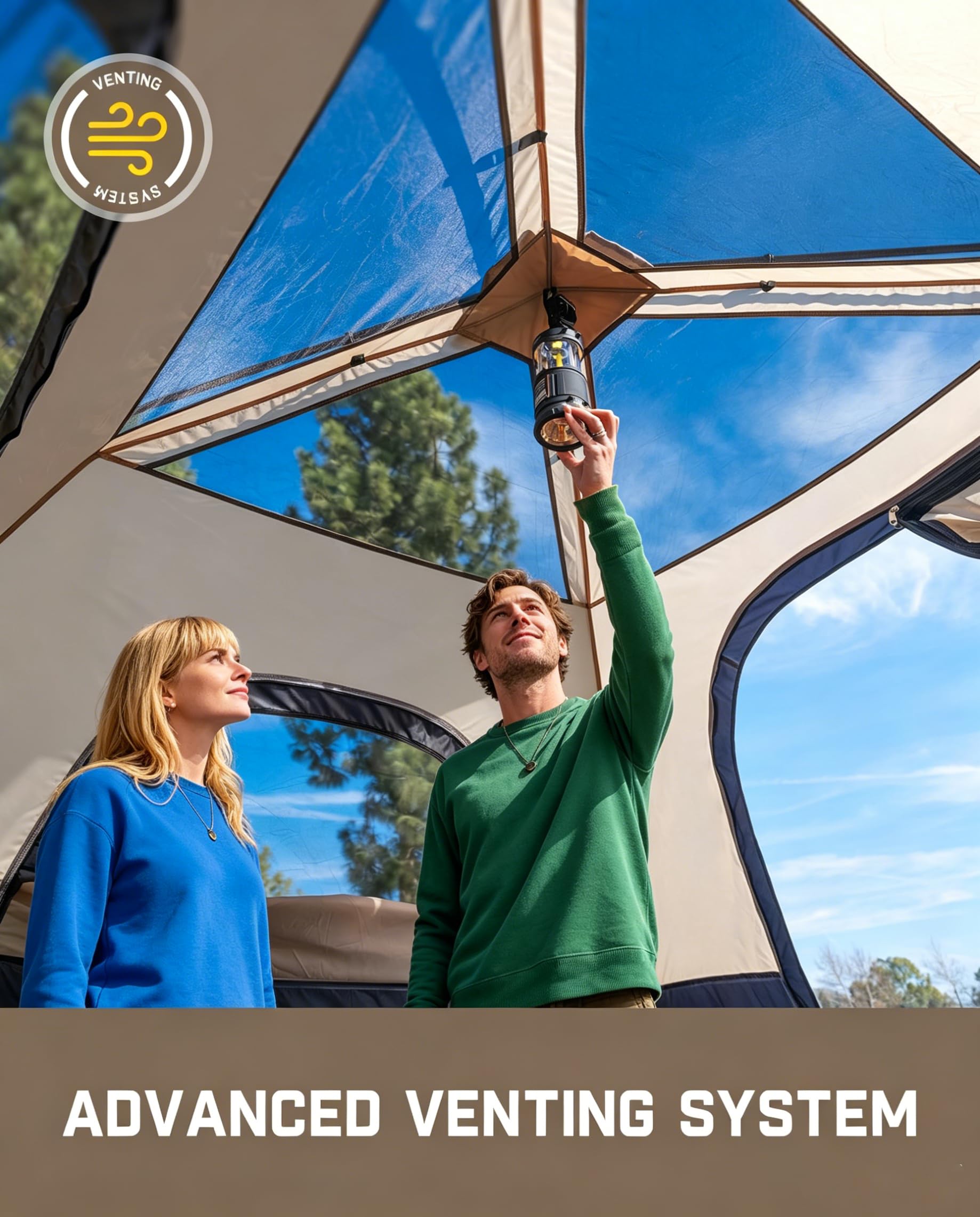 3/4 Person Camping Tent with 1 Door, 4 Windows, and Upgraded Ventilation– Instant Setup, Waterproof, 8'x 8'x 67''Oxford Fabric Floor Pop Up in 60 Seconds Includes Rainfly and Backpack