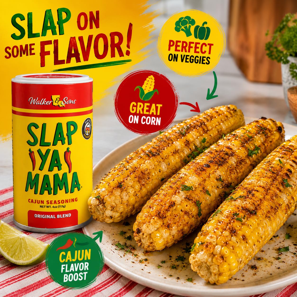 Slap Ya Mama Cajun Seasoning from Louisiana, Original Blend, No MSG and Kosher, 4 Ounce