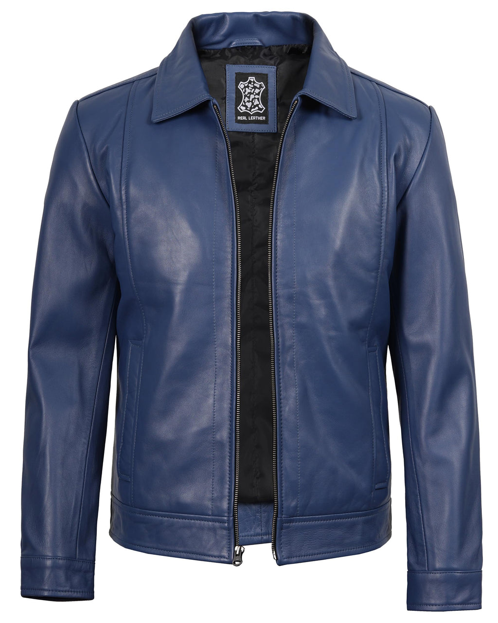 Decrum Vintage Style Mens Leather Jacket - Real Lambskin Classic Shirt Collar Leather Jackets for Men