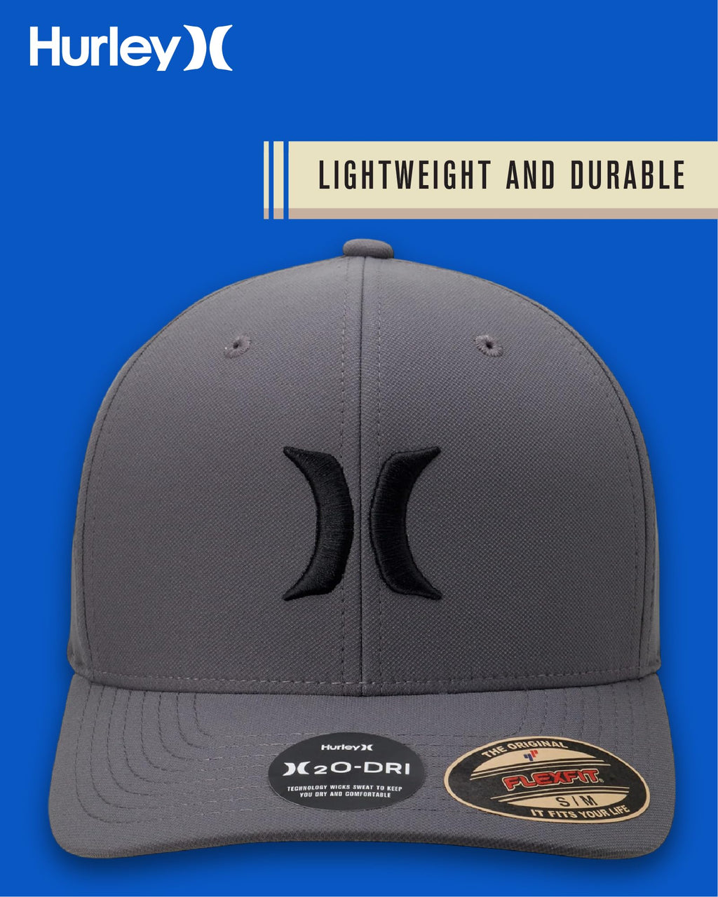 Hurley Men's Caps - One & Only Flexfit Baseball Cap - Fitted Hats for Men (S-XL)