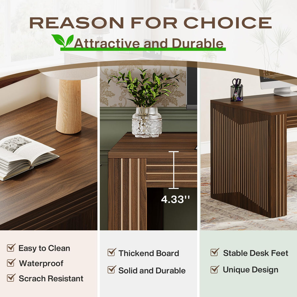 Tribesigns 79-Inch Extra Long Desk, Two Person Double Desk for Home Office, Wooden Long Computer Desk Writing Table for Office, Coffee Brown
