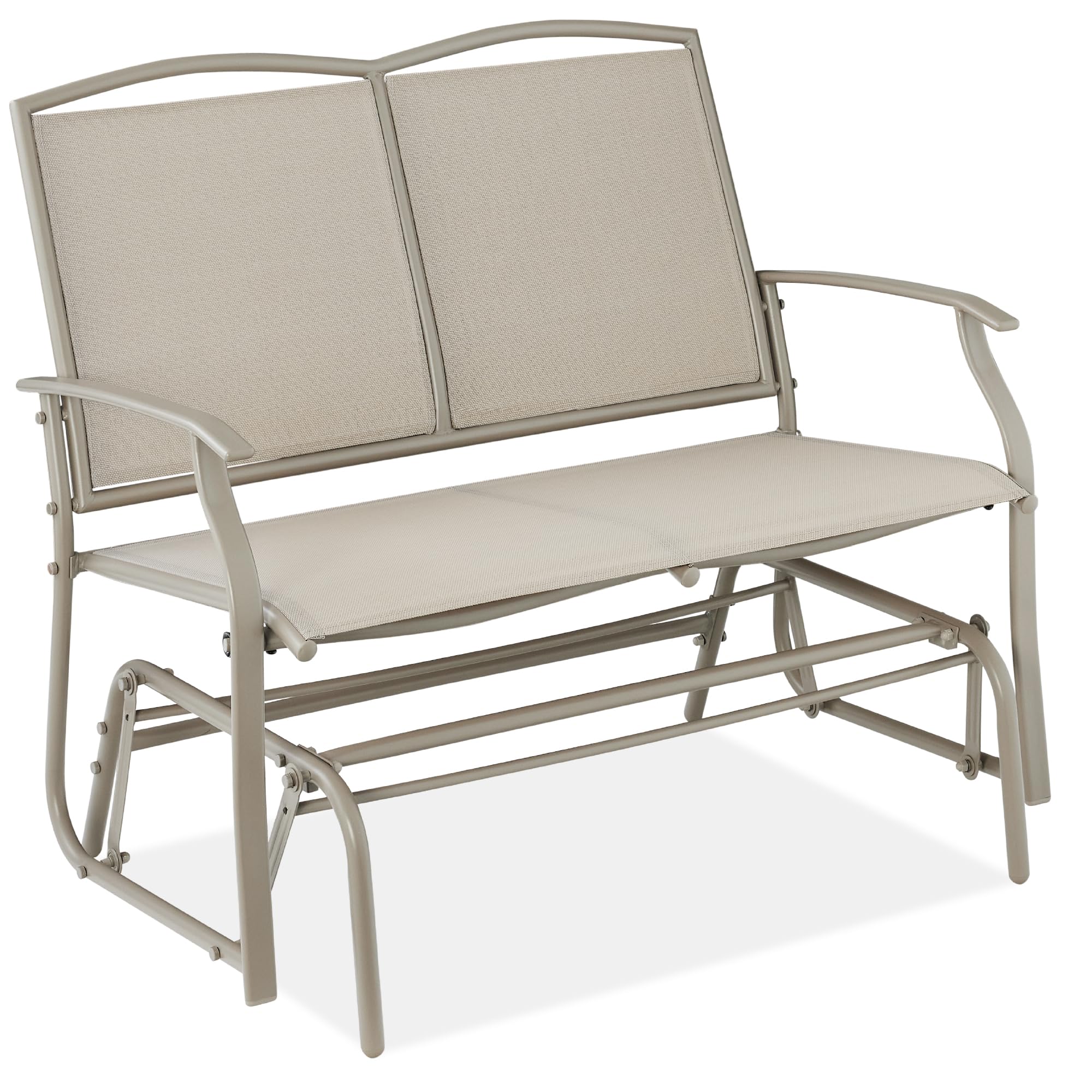 Best Choice Products 2-Person Outdoor Patio Swing Glider Steel Bench Loveseat Rocker for Deck, Porch w/Textilene Fabric, Steel Frame - Black