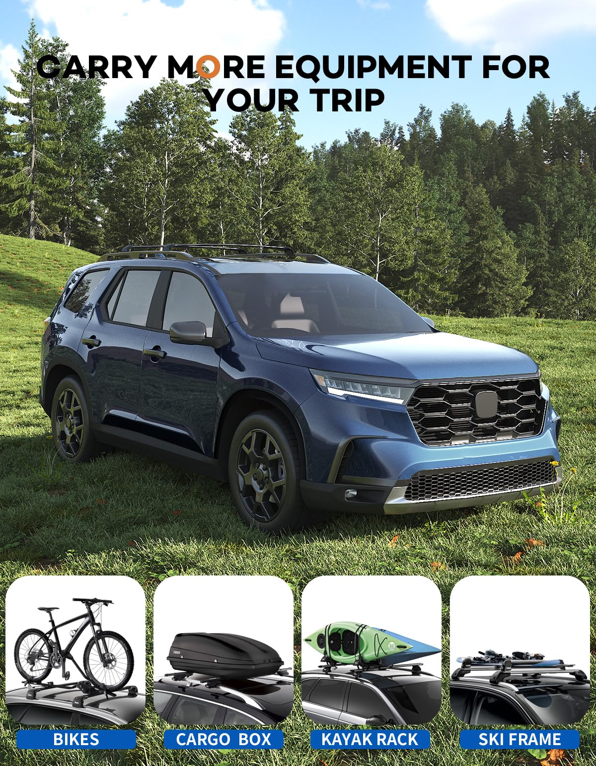 Wonderdriver Roof Rack Cross Bars 300lbs Compatible with Cadillac XT4 2019-2025,Heavy Duty All-Metal Aluminum Roof Rails Crossbars Cargo Canoe Black Rooftop Cargo Carrier Luggage.