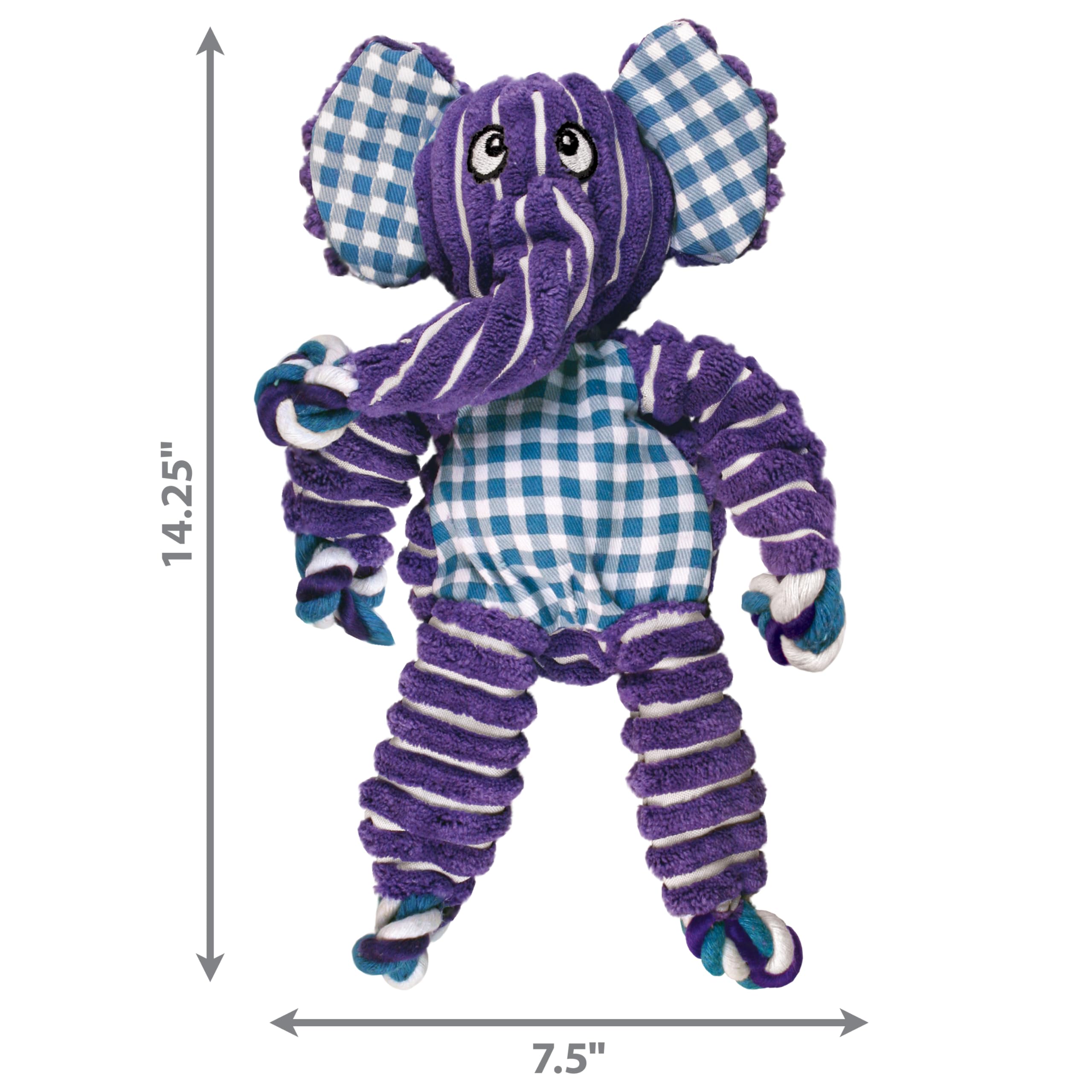 KONG Floppy Knots - Durable No‑Stuffing Squeaky Rope & Plush Dog Toy - for Teething, Playing (Bunny, Small/Medium)