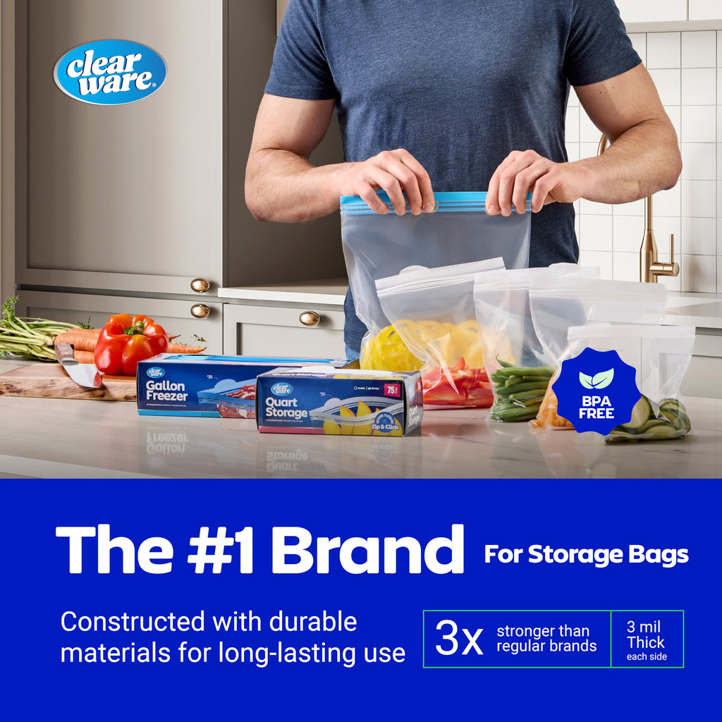 Gallon Storage Bags, Double Zipper Seal - 100 Count, Reusable Thick Food Plastic Storage Bags - Microwave-Safe, Zero BPA - Resealable Containers for Lunch, Snacks, Meals - 2 Boxes