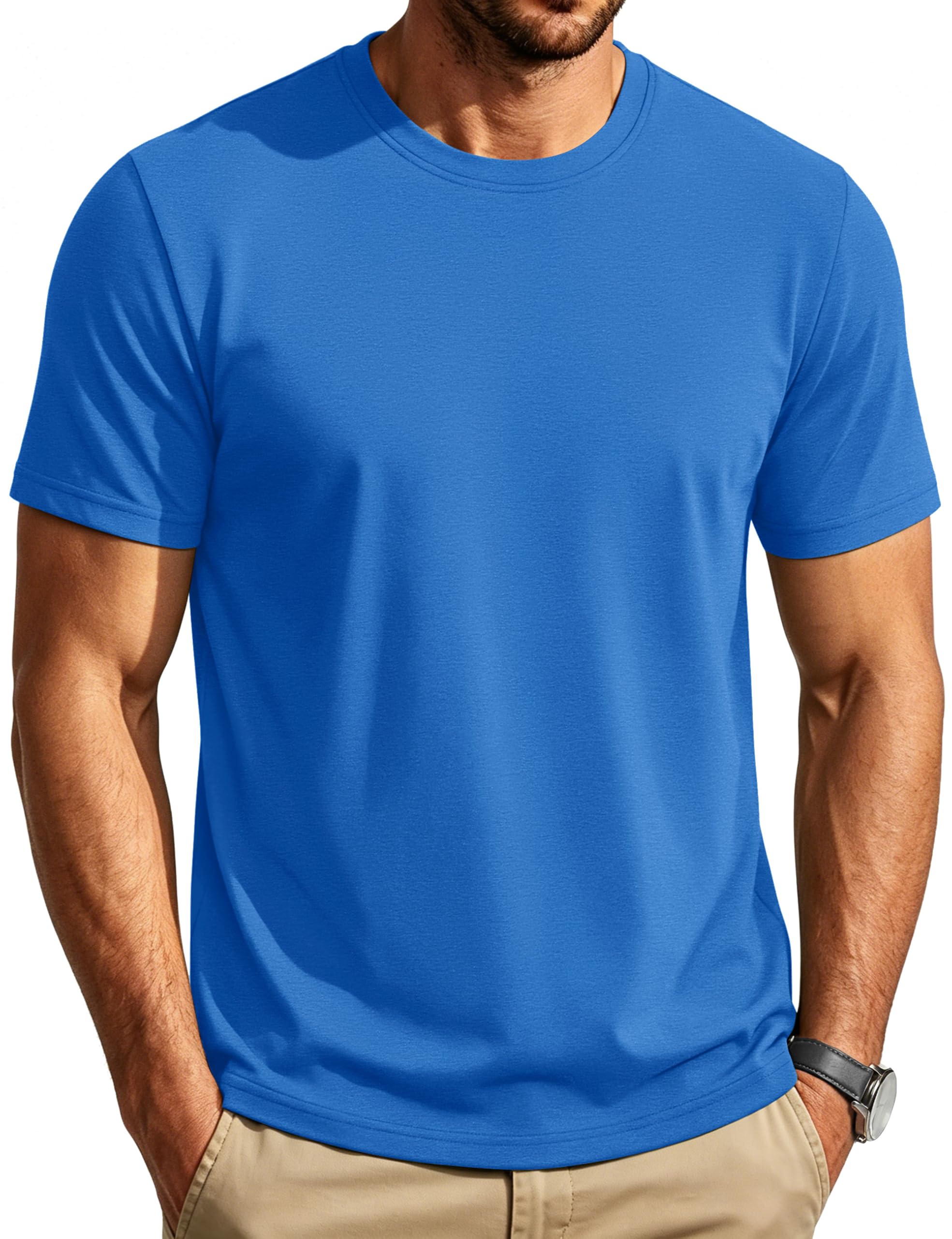Cotrasen Mens T-Shirts Short Sleeve Cotton Crew Neck Lightweight Moisture Wicking Casual Soft Basic Plain Tee Shirts